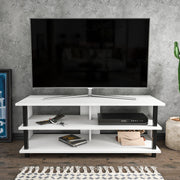 Móvel de TV elegante, preto e branco, 120 cm x 44,6 cm x 47,4 cm | Painel de partículas 100% revestido de melamina, 18 mm de espessura | Design moderno para sala de estar