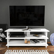 Móvel de TV escandinavo, branco, 120 x 44,6 x 47,4 cm | Painel de partículas 100% revestido de melamina, 18 mm de espessura | Elegante e funcional para salas de estar modernas