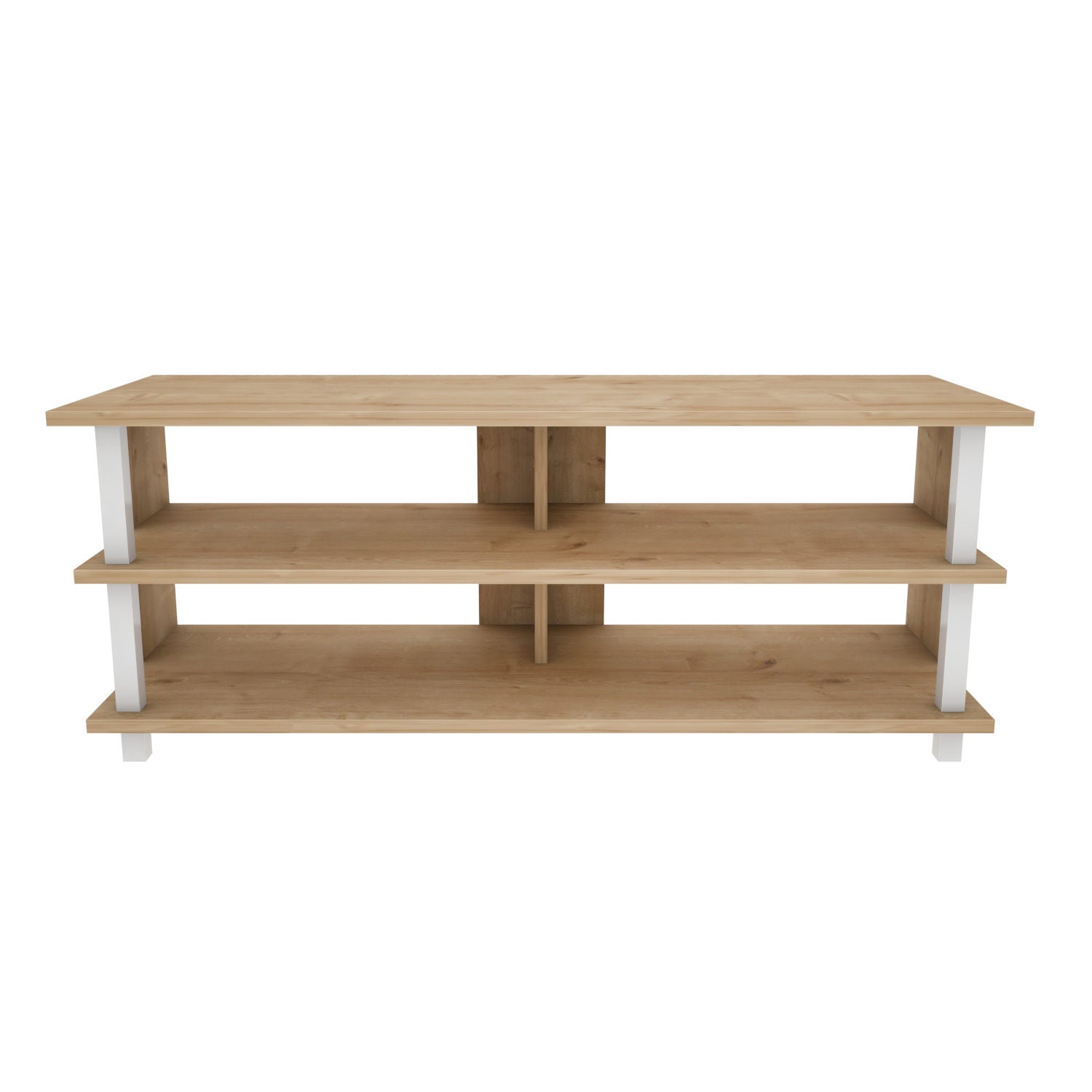 Móvel de TV escandinavo, branco e carvalho, 120 x 44,6 x 47,4 cm | Painel de partículas 100% revestido de melamina, 18 mm de espessura | Elegante e funcional para salas de estar modernas