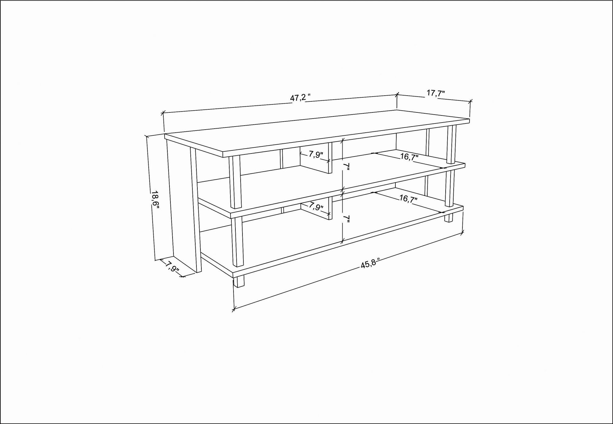 Móvel de TV escandinavo, branco e carvalho, 120 x 44,6 x 47,4 cm | Painel de partículas 100% revestido de melamina, 18 mm de espessura | Elegante e funcional para salas de estar modernas