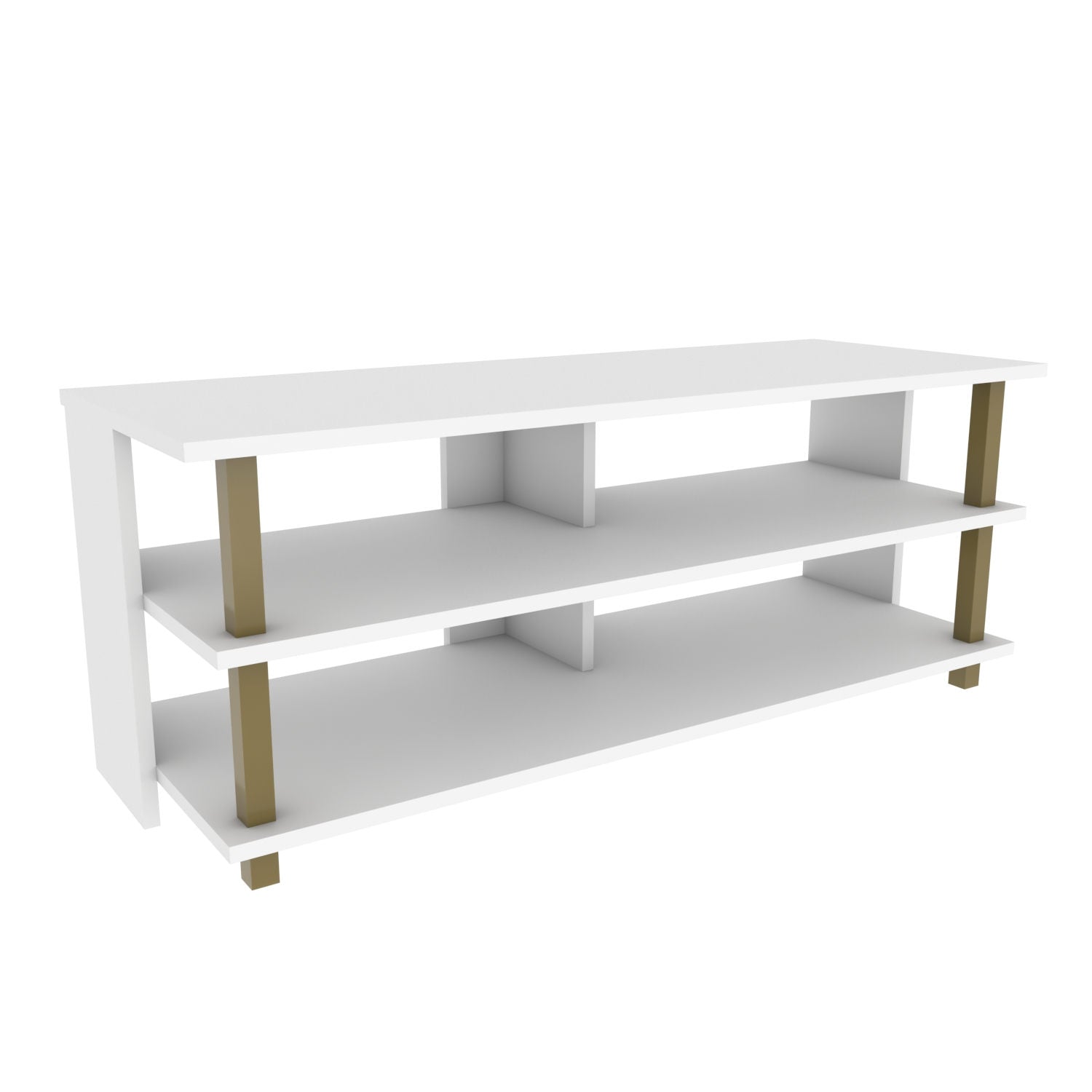 Móvel de TV Glamouroso, Dourado e Branco, 120 x 44,6 x 47,4 cm | Painel de partículas 100% revestido em melamina, 18 mm de espessura | Elegante e funcional para salas de estar modernas