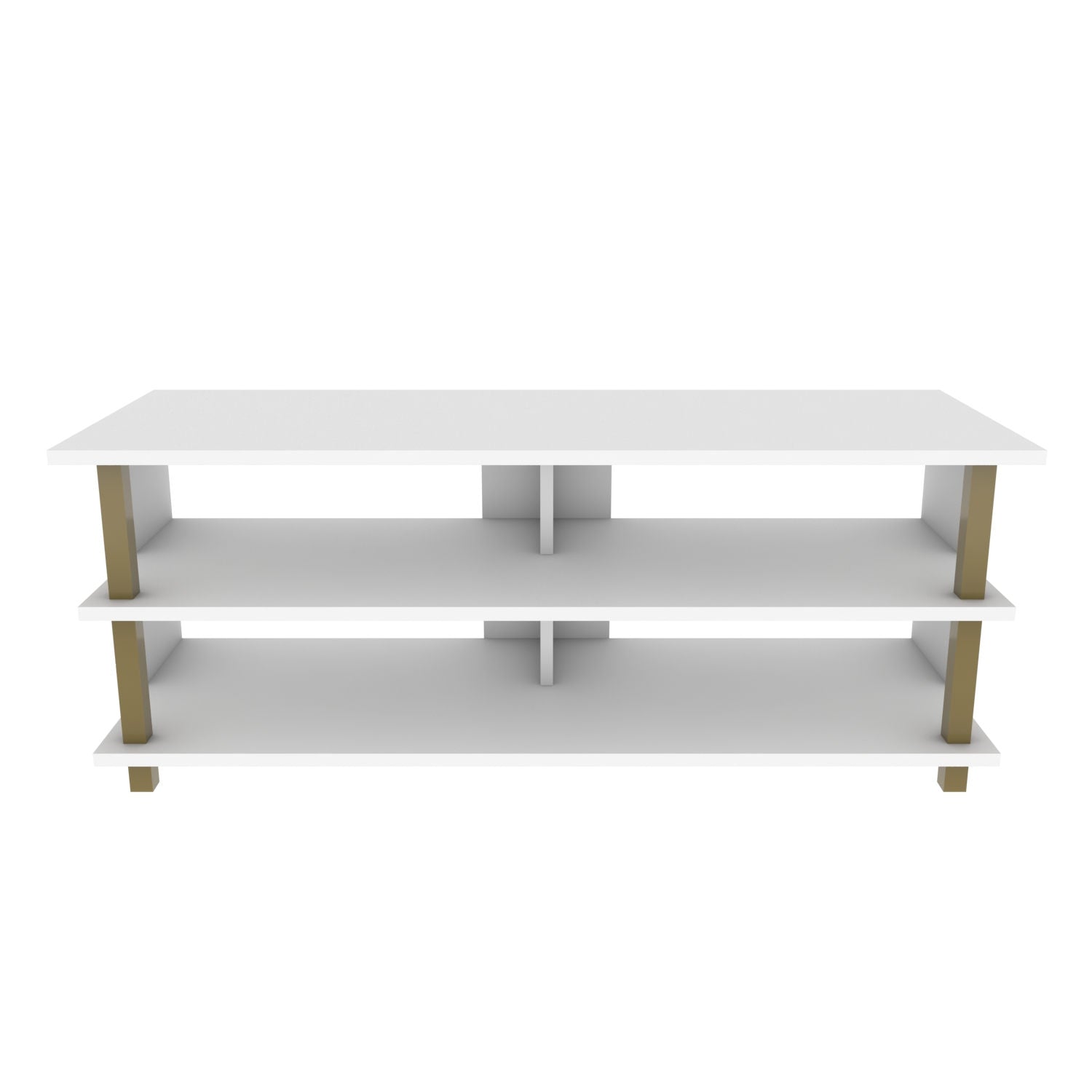 Móvel de TV Glamouroso, Dourado e Branco, 120 x 44,6 x 47,4 cm | Painel de partículas 100% revestido em melamina, 18 mm de espessura | Elegante e funcional para salas de estar modernas