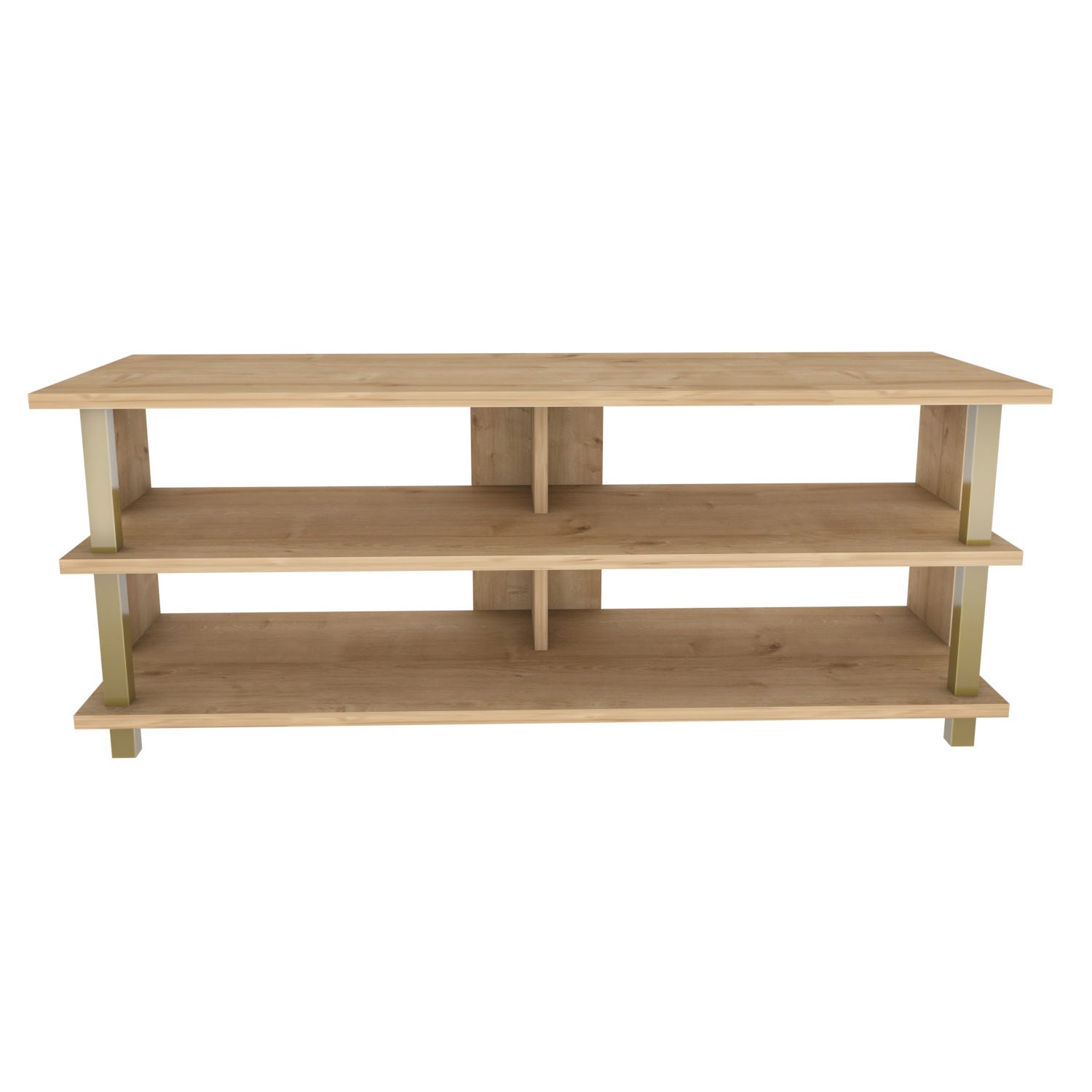 Móvel de TV elegante, dourado e carvalho, 120 x 44,6 x 47,4 cm | Painel de partículas 100% revestido de melamina, 18 mm de espessura | Design moderno para salas de estar e espaços de entretenimento
