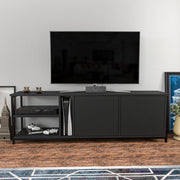 Móvel de TV industrial, preto e antracite, 160 cm x 35,3 cm x 50,8 cm | Painel de partículas 100% revestido de melamina, 18 mm de espessura | Design elegante e durável para salas de estar modernas