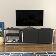 Móvel de TV elegante, 160 cm de largura, branco e antracite | Painel de partículas 100% revestido de melamina, 18 mm de espessura | Design moderno para salas de estar e espaços de entretenimento