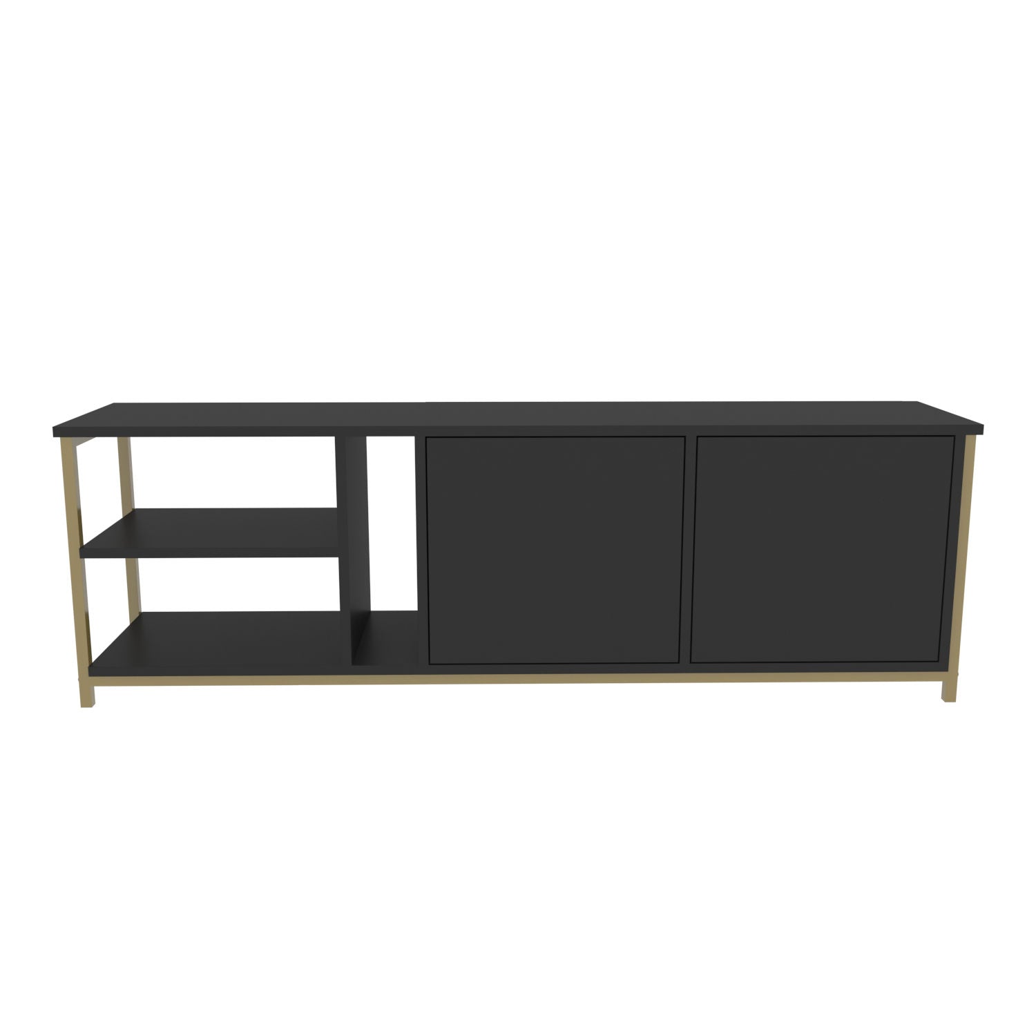 Móvel de TV Glamouroso, Antracite e Dourado, 160 x 35,3 x 50,8 cm | Painel de partículas 100% revestido em melamina, 18 mm de espessura | Elegante e funcional para salas de estar modernas