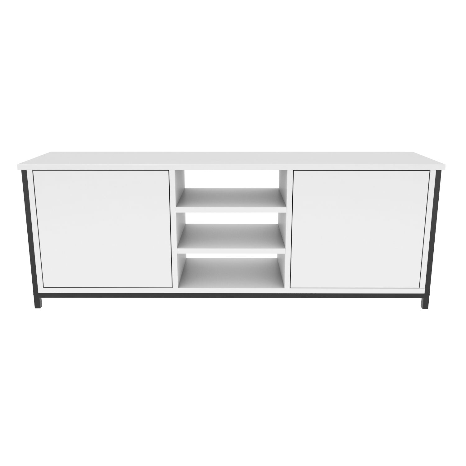 Móvel de TV elegante, preto e branco, 140 cm x 35,3 cm x 50,8 cm | Painel de partículas 100% revestido de melamina, 18 mm de espessura | Design moderno para salas de estar e espaços de entretenimento