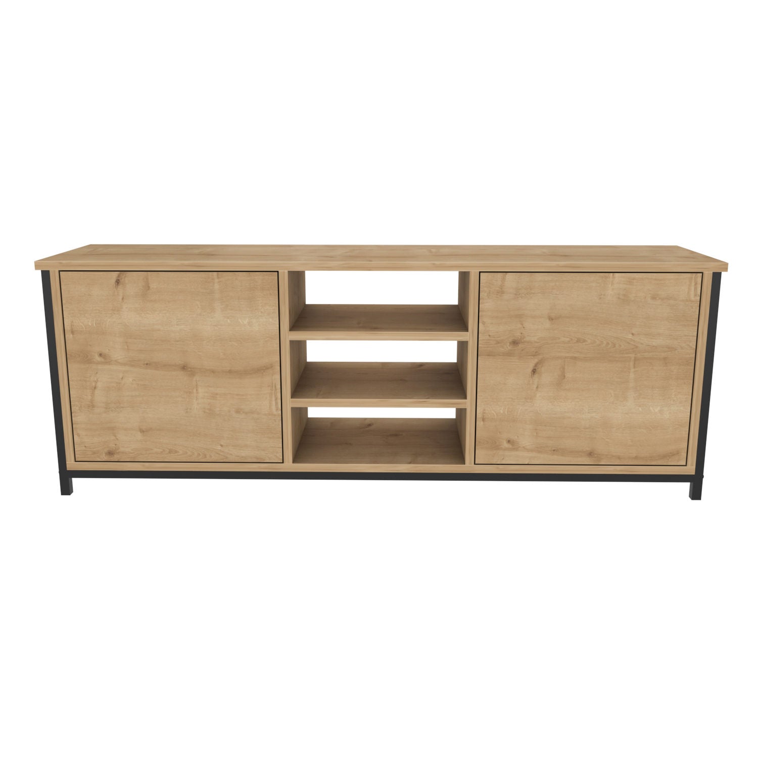 Móvel de TV industrial, carvalho e preto, 140 x 35,3 x 50,8 cm | Painel de partículas 100% revestido de melamina, 18 mm de espessura | Elegante e durável para salas de estar modernas