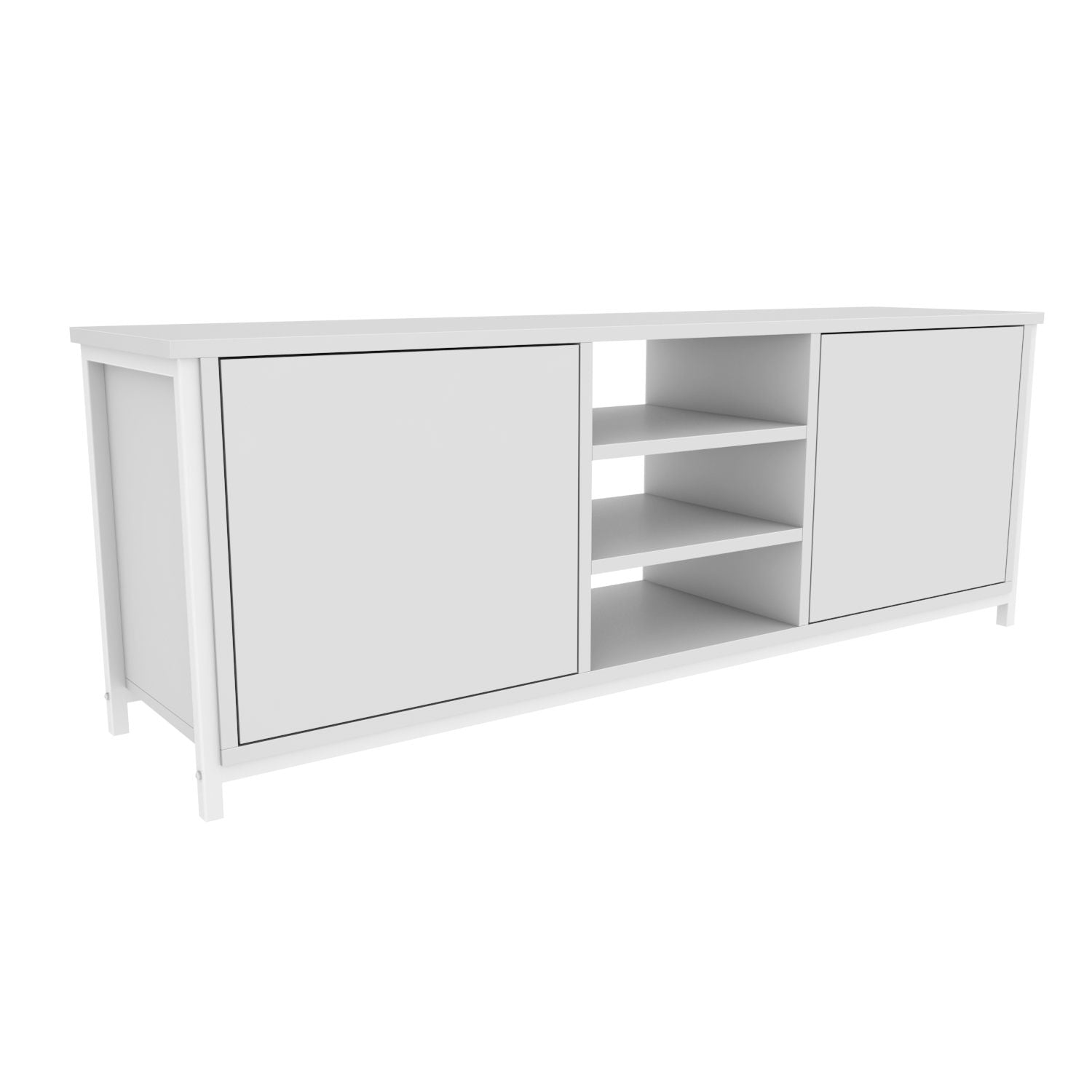 Móvel de TV escandinavo, branco, 140 x 35,3 x 50,8 cm | Painel de partículas 100% revestido de melamina, 18 mm de espessura | Elegante e funcional para salas de estar modernas