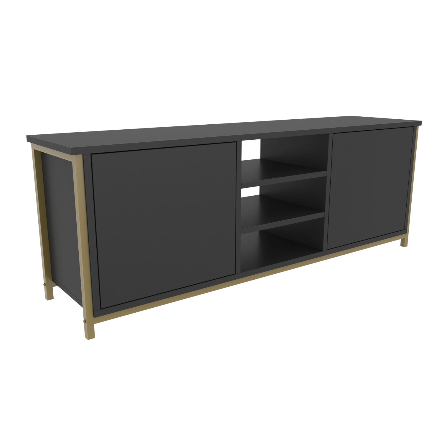 Móvel de TV Glamouroso, Dourado e Antracite, 140 x 35,3 x 50,8 cm | Painel de partículas 100% revestido em melamina, 18 mm de espessura | Elegante e funcional para salas de estar modernas