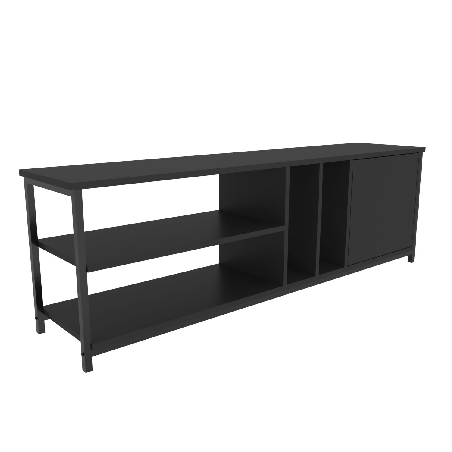 Móvel de TV industrial, preto e antracite, 140 x 35,3 x 50,8 cm | Painel de partículas 100% revestido de melamina, 18 mm de espessura | Elegante e durável para salas de estar modernas
