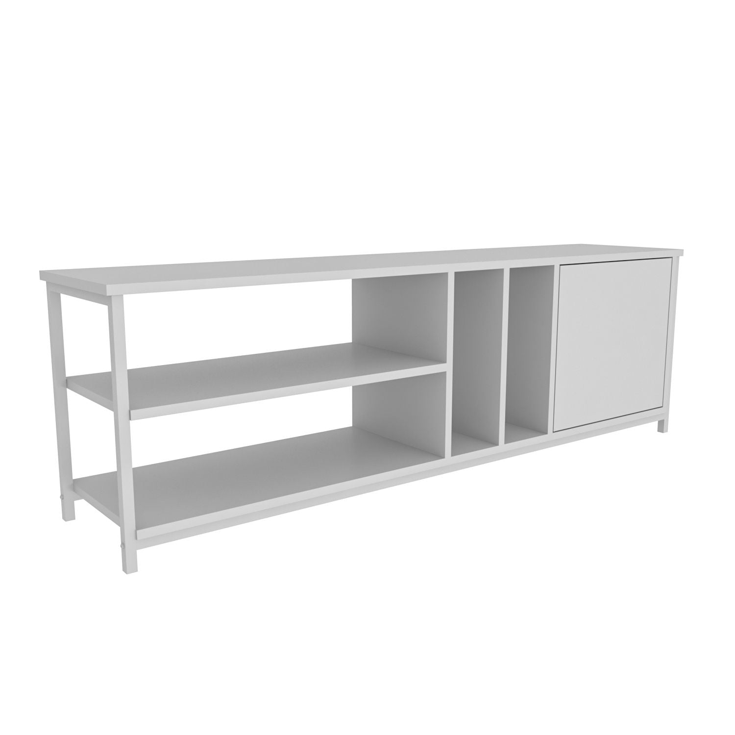Móvel de TV escandinavo, branco, 140 x 35,3 x 50,8 cm | Painel de partículas 100% revestido de melamina, 18 mm de espessura | Elegante e funcional para salas de estar modernas