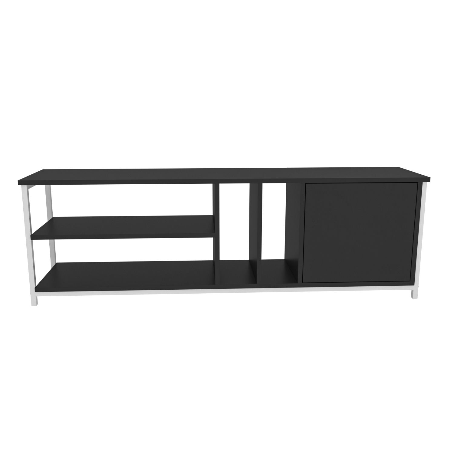 Móvel de TV elegante, branco e antracite, 140 x 35,3 x 50,8 cm | Painel de partículas 100% revestido de melamina, 18 mm de espessura | Design moderno para salas de estar e espaços de entretenimento