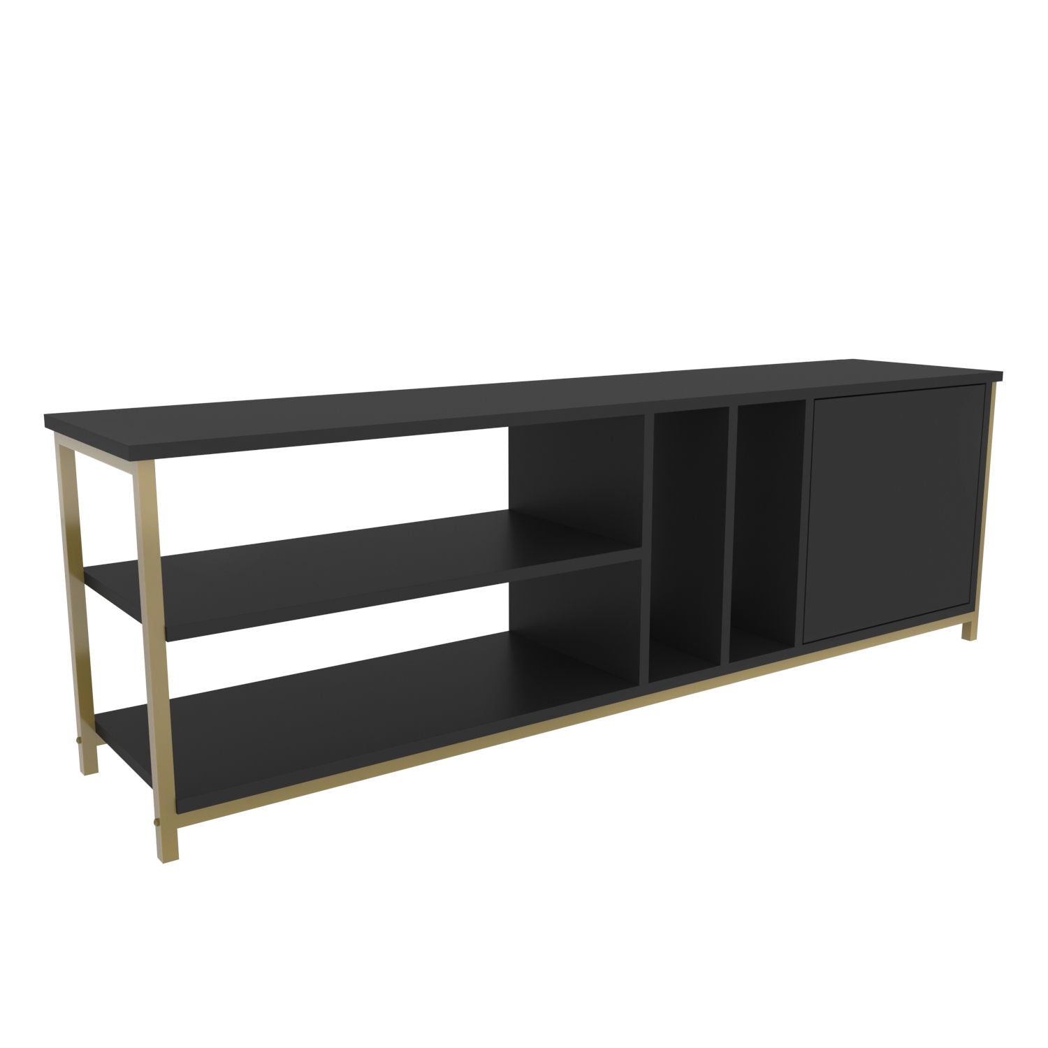 Móvel de TV Glamouroso, Dourado e Antracite, 140 x 35,3 x 50,8 cm | Painel de partículas 100% revestido em melamina, 18 mm de espessura | Elegante e funcional para salas de estar modernas