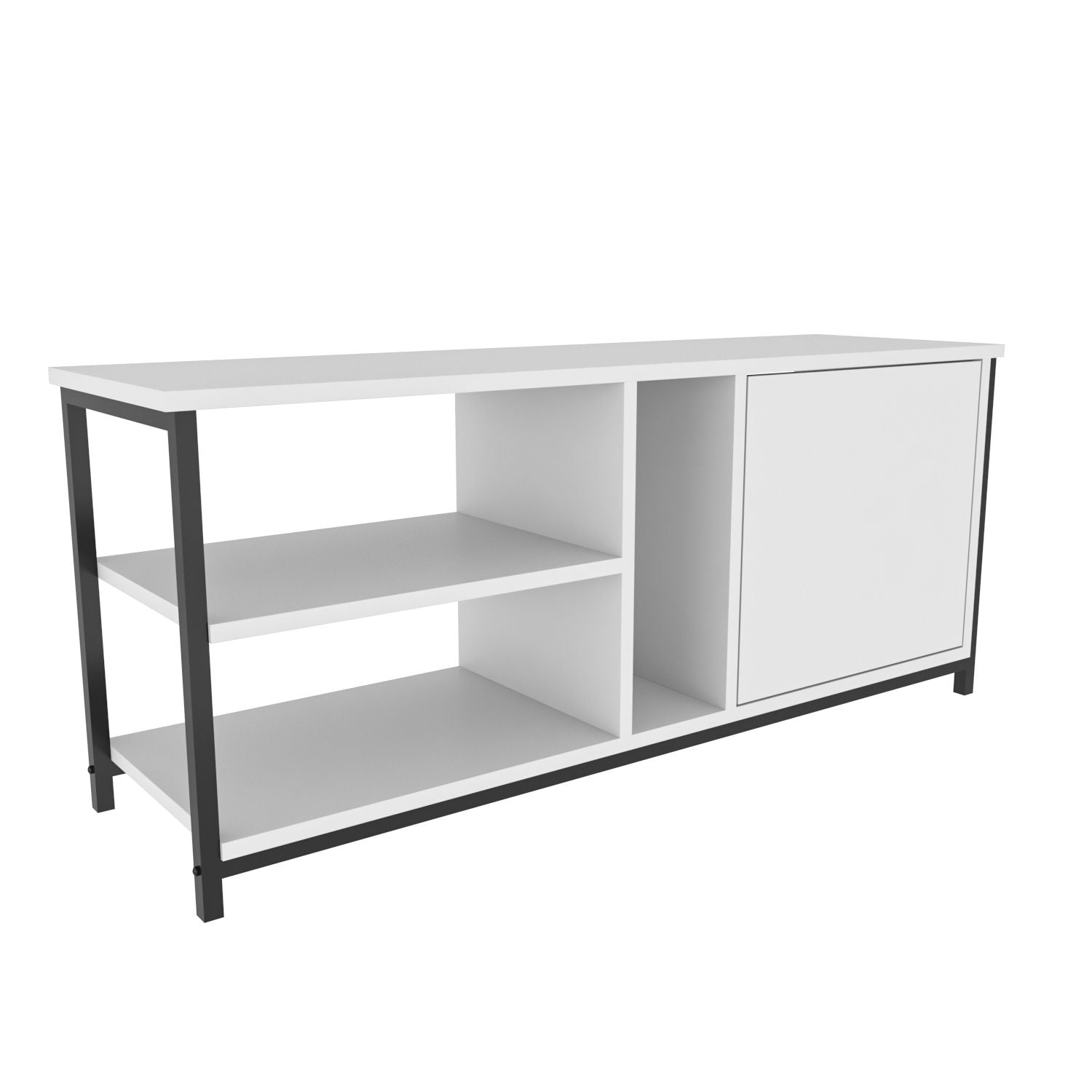 Móvel de TV elegante, preto e branco, 120 x 35,3 x 50,8 cm | Painel de partículas 100% revestido de melamina, 18 mm de espessura | Design moderno para salas de estar e espaços de entretenimento