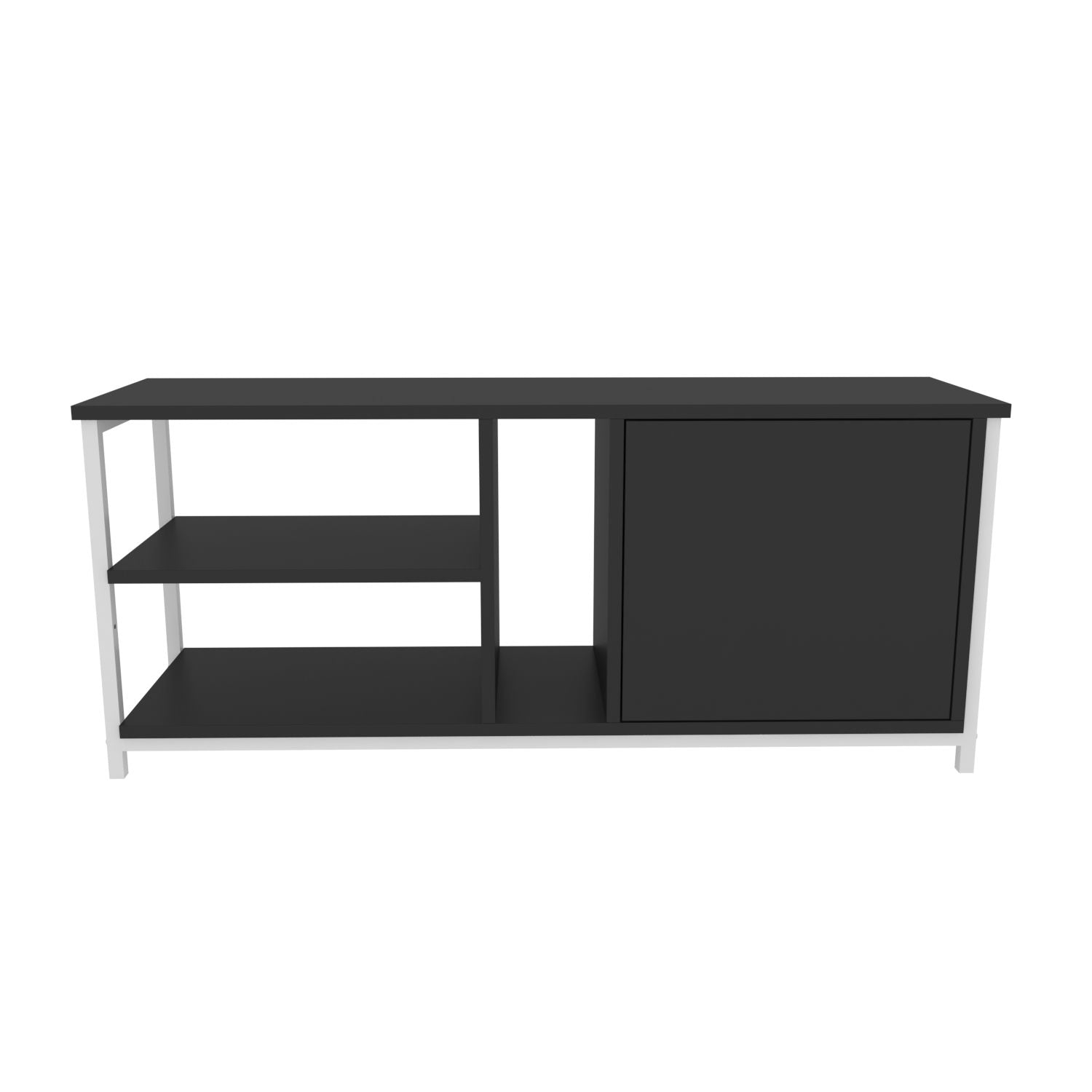 Móvel de TV elegante, 120 cm de largura, branco e antracite | Painel de partículas 100% revestido de melamina, 18 mm de espessura | Design moderno para salas de estar e espaços de entretenimento