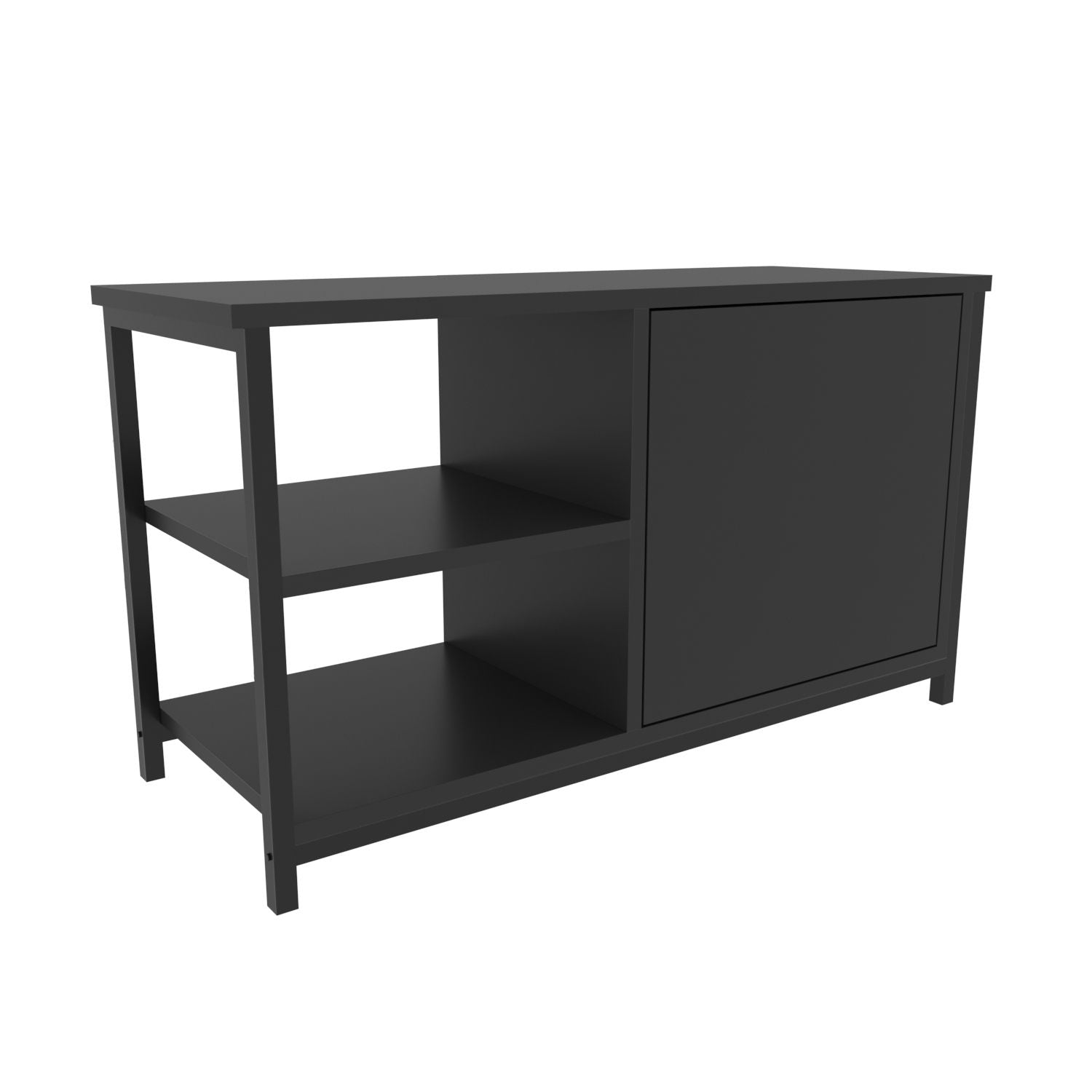 Móvel de TV industrial, preto e antracite, 89,6 x 35,3 x 50,8 cm | Painel de partículas 100% revestido de melamina e estrutura de metal | Design elegante e durável para salas de estar modernas