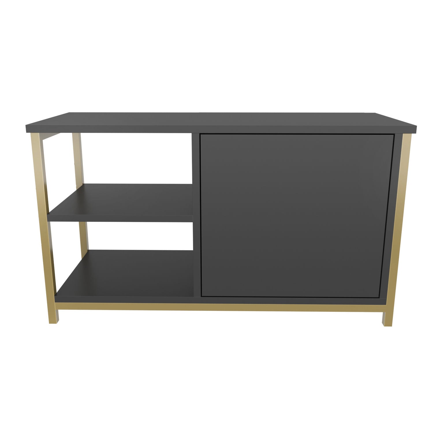 Móvel de TV Glamouroso, Dourado e Antracite, 89,6 x 35,3 x 50,8 cm | Painel de partículas 100% revestido em melamina, 18 mm de espessura, estrutura de metal resistente | Design elegante e funcional para salas de estar modernas