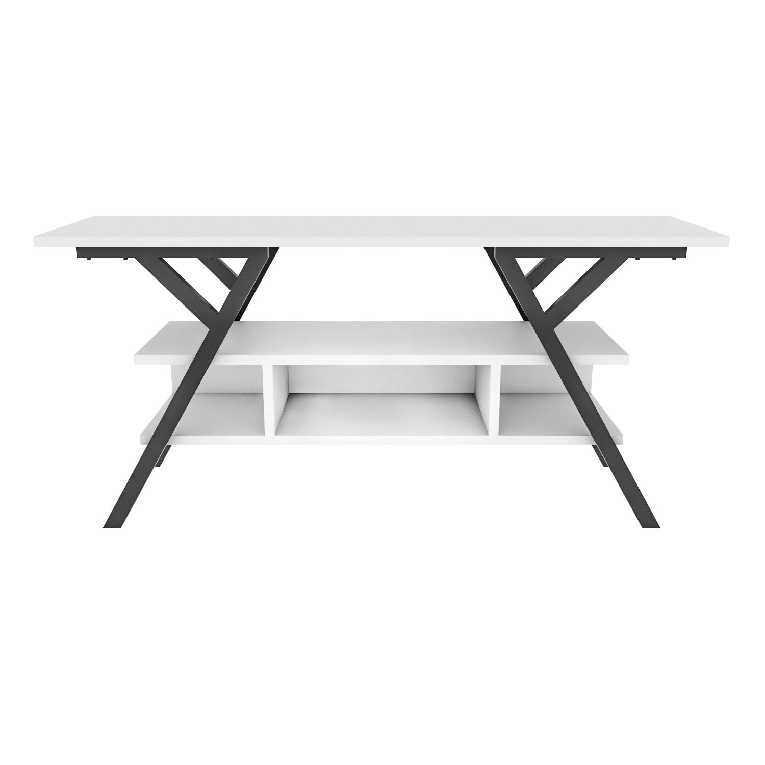 Móvel de TV elegante, preto e branco, 120 x 35 x 55 cm | Painel de partículas 100% revestido de melamina, 18 mm de espessura, estrutura de metal resistente | Design moderno para sala de estar