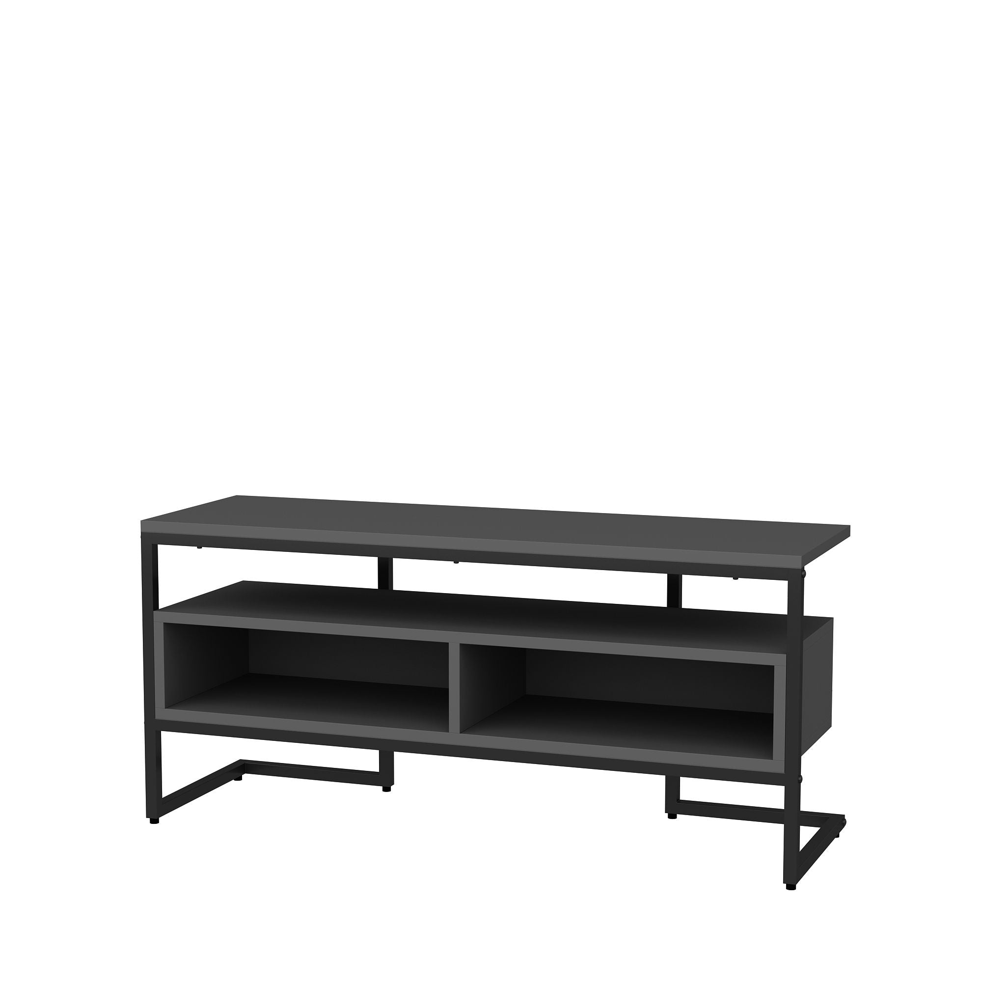 Móvel de TV industrial, preto e antracite, 110 x 35 x 49,9 cm | Painel de partículas 100% revestido de melamina, 18 mm de espessura | Elegante e durável para salas de estar modernas