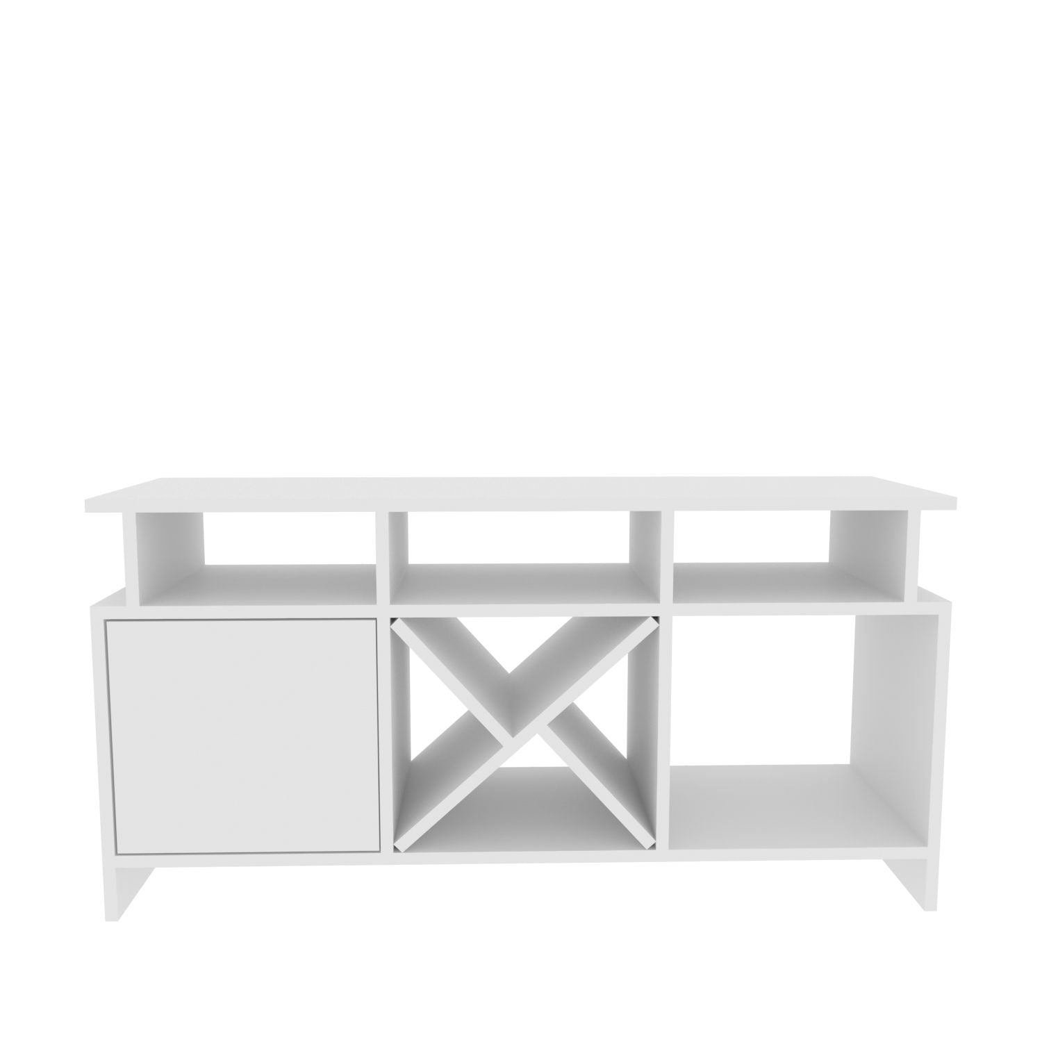 Móvel de TV moderno branco, 120 cm x 29,9 cm x 60,6 cm | Painel de partículas 100% revestido de melamina, 18 mm de espessura | Elegante e funcional para sala de estar