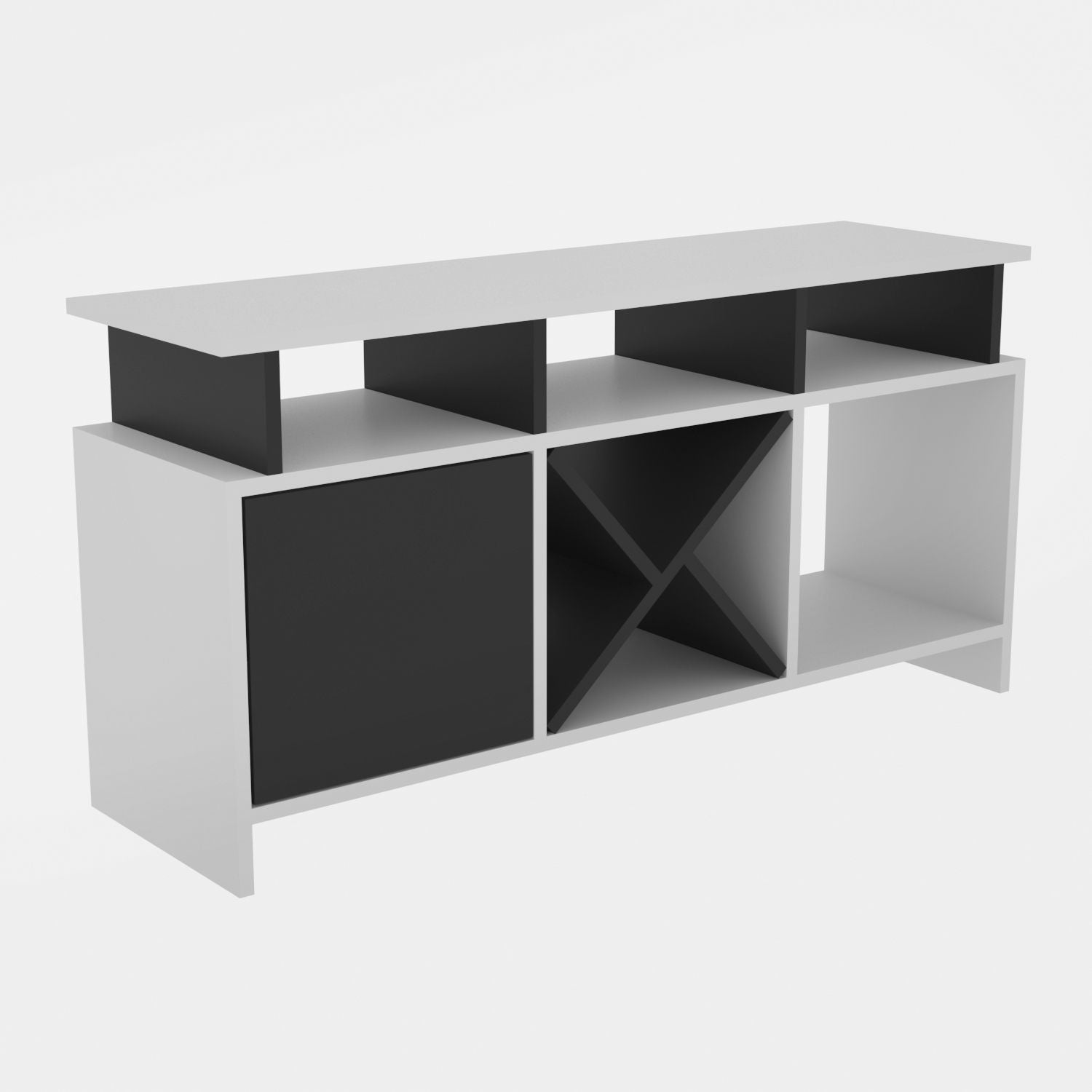 Móvel de TV elegante, branco e antracite, 120 x 29,9 x 60,6 cm | Painel de partículas 100% revestido de melamina, 18 mm de espessura | Design moderno para salas de estar e espaços de entretenimento