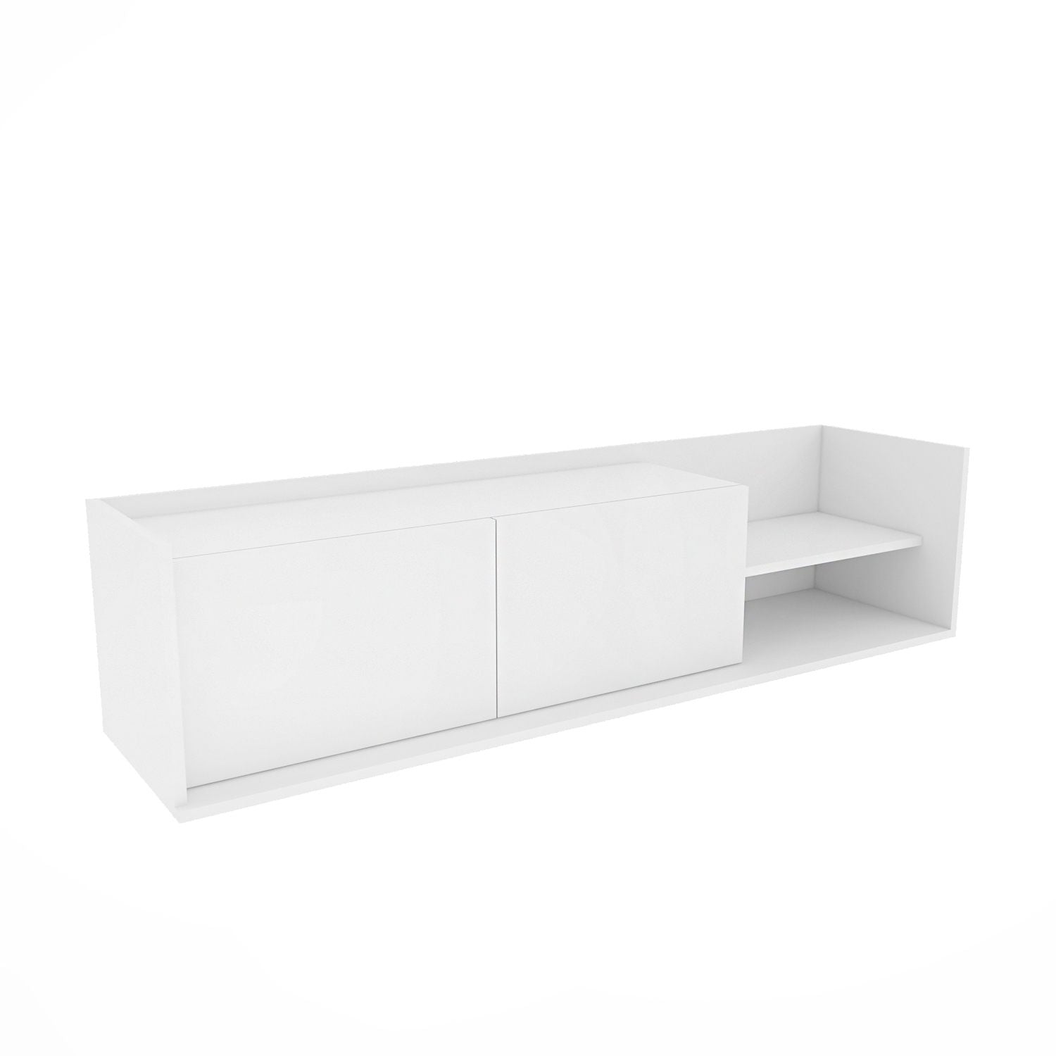 Móvel de TV escandinavo, branco, 160 x 35 x 36,8 cm | Painel de partículas 100% revestido em melamina, 18 mm de espessura | Elegante e funcional para salas de estar modernas