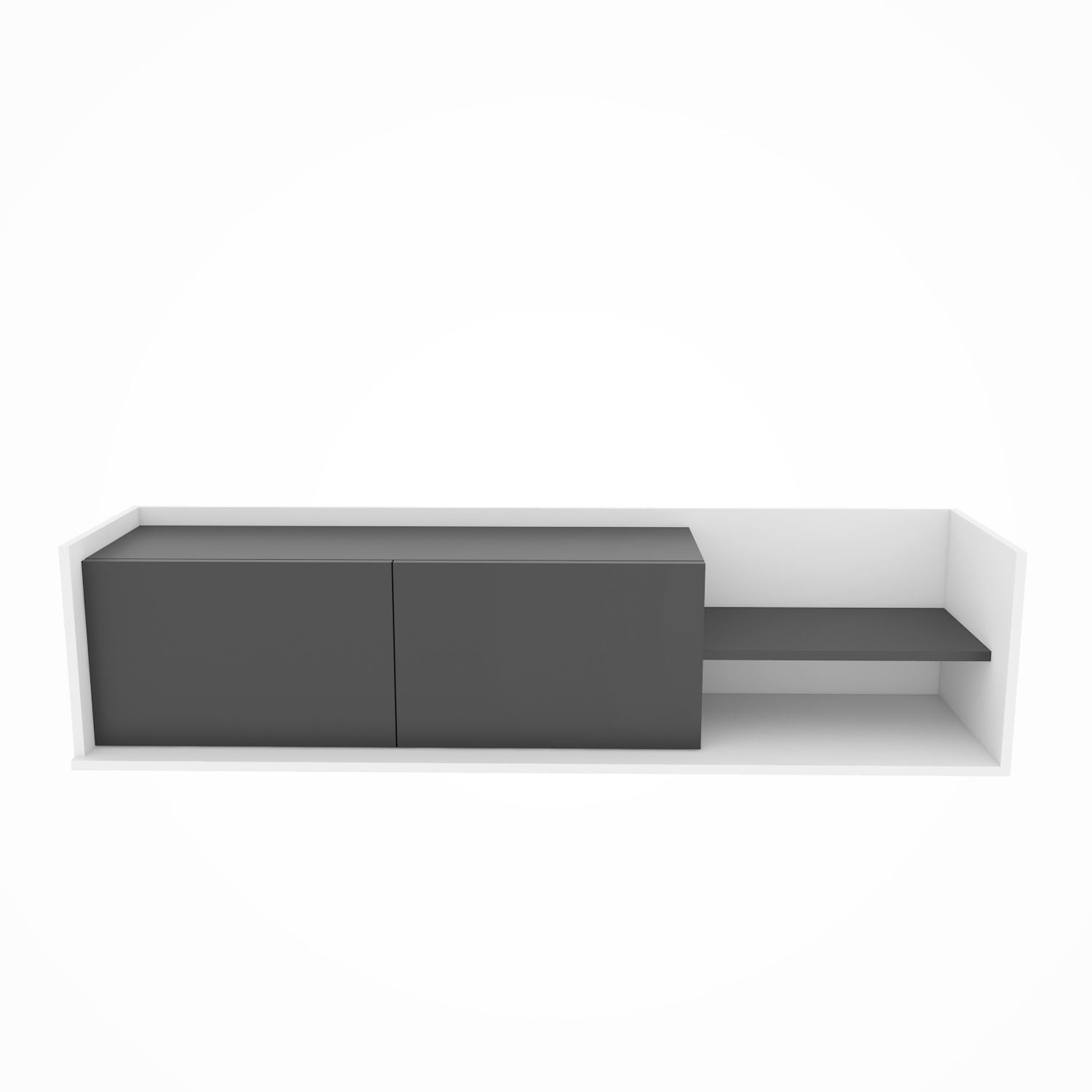 Móvel de TV elegante, 160 cm, branco e antracite | Painel de partículas 100% revestido de melamina, 18 mm de espessura | Design moderno para salas de estar e espaços de entretenimento