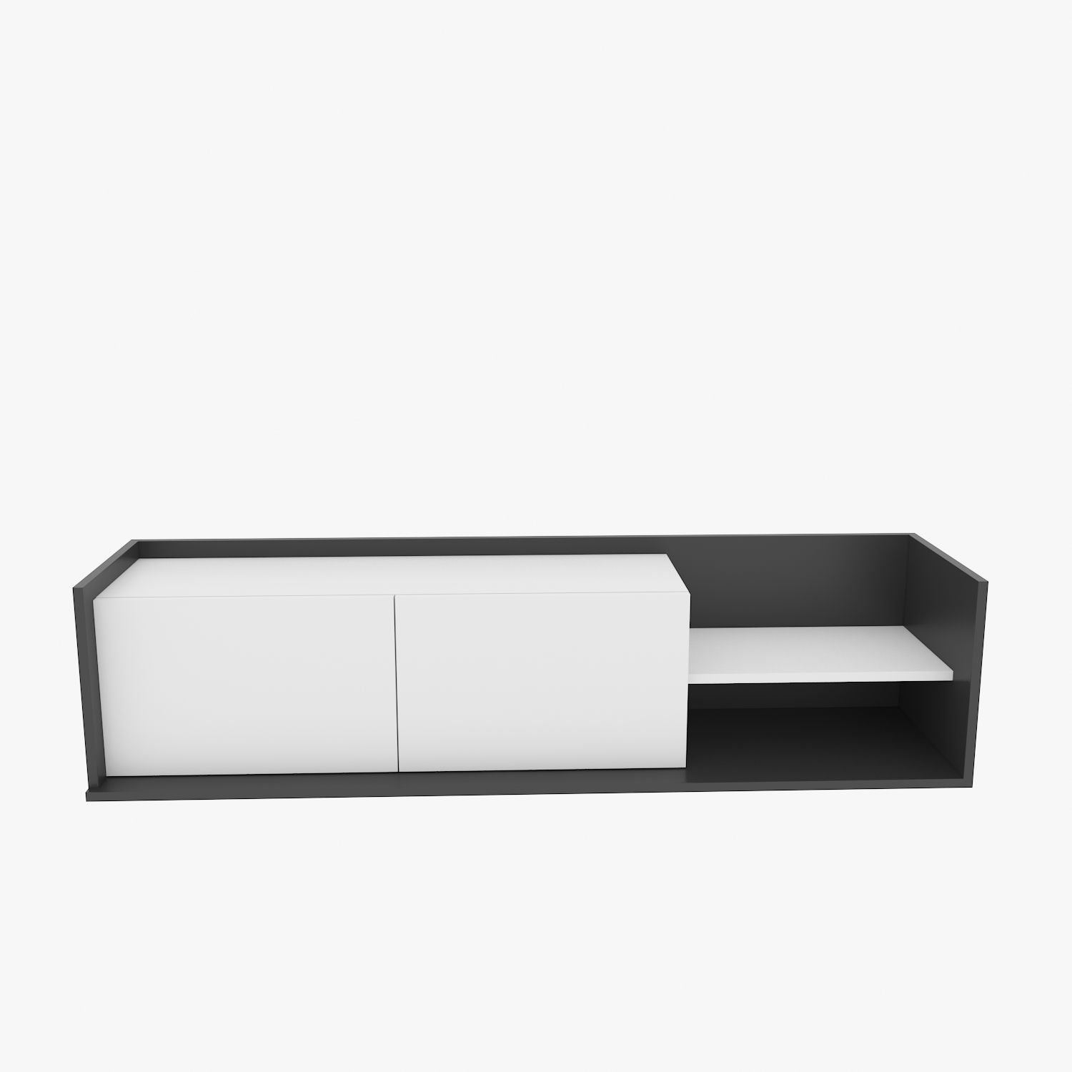 Móvel de TV elegante, antracite e branco, 160 x 35 x 36,8 cm | Painel de partículas 100% revestido de melamina, 18 mm de espessura | Design moderno para salas de estar e espaços de entretenimento