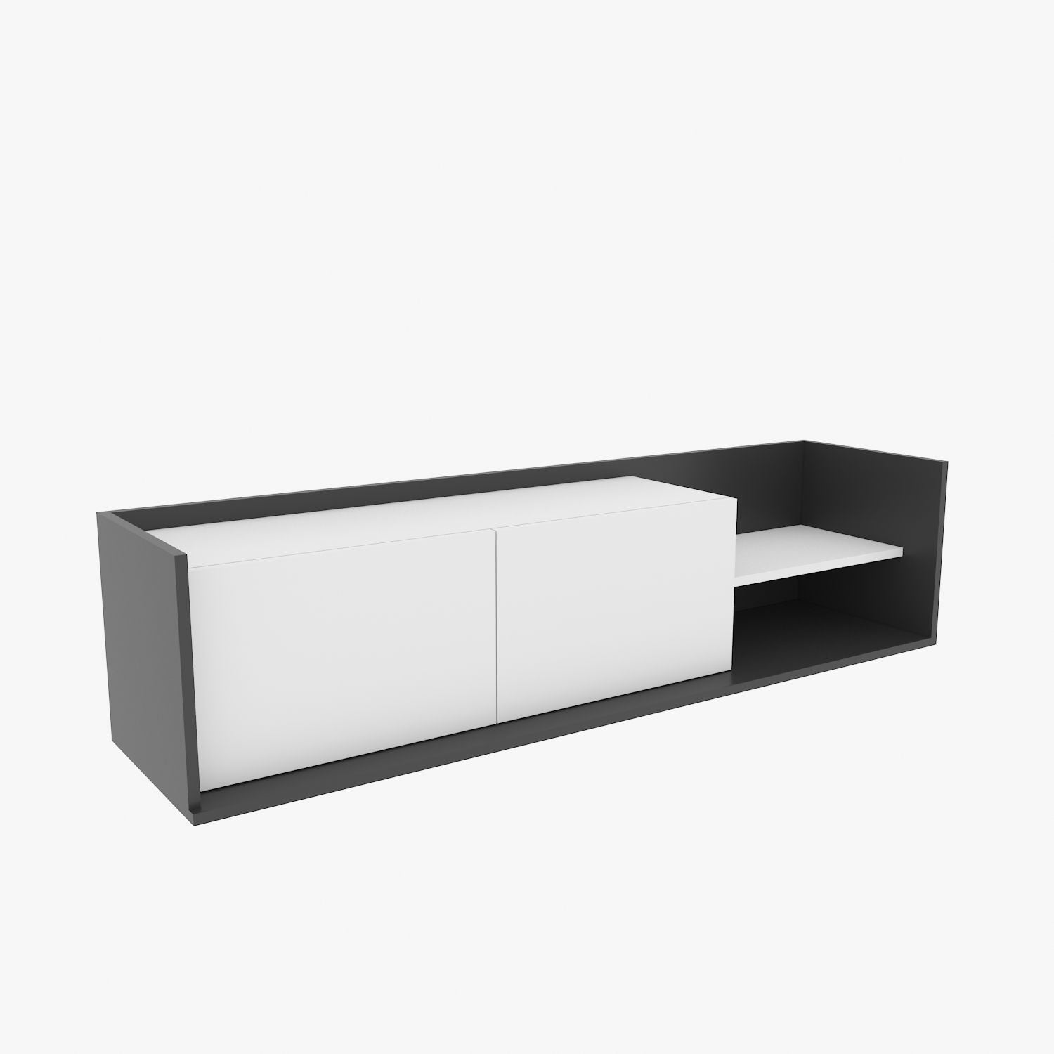 Móvel de TV elegante, antracite e branco, 160 x 35 x 36,8 cm | Painel de partículas 100% revestido de melamina, 18 mm de espessura | Design moderno para salas de estar e espaços de entretenimento