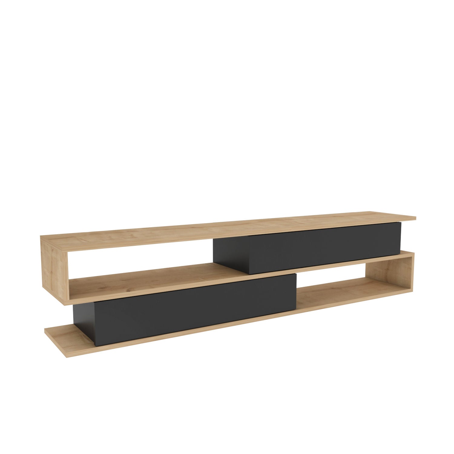 Móvel de TV elegante, carvalho e antracite, 160 x 35,3 x 38,6 cm | Painel de partículas 100% revestido de melamina, 18 mm de espessura | Design moderno para salas de estar e espaços de entretenimento