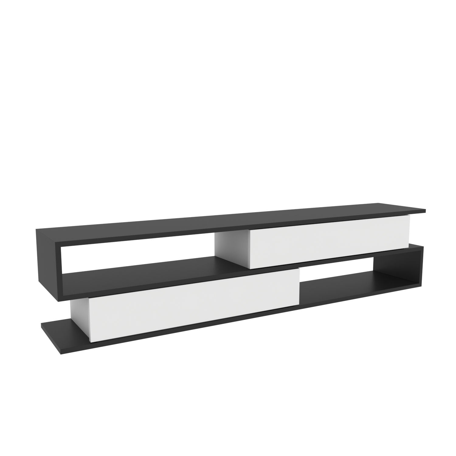 Móvel de TV elegante, antracite e branco, 160 x 35,3 x 38,6 cm | Painel de partículas 100% revestido de melamina, 18 mm de espessura | Design moderno para salas de estar e espaços de entretenimento