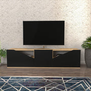 Móvel de TV escandinavo, carvalho e antracite, 160 cm x 35,3 cm x 40 cm | Painel de partículas 100% revestido de melamina, 18 mm de espessura | Design elegante e funcional para salas de estar modernas