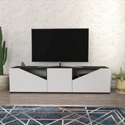 Móvel de TV escandinavo, antracite e branco, 160 cm x 35,3 cm x 40 cm | Painel de partículas 100% revestido de melamina, 18 mm de espessura | Design elegante e funcional para salas de estar modernas