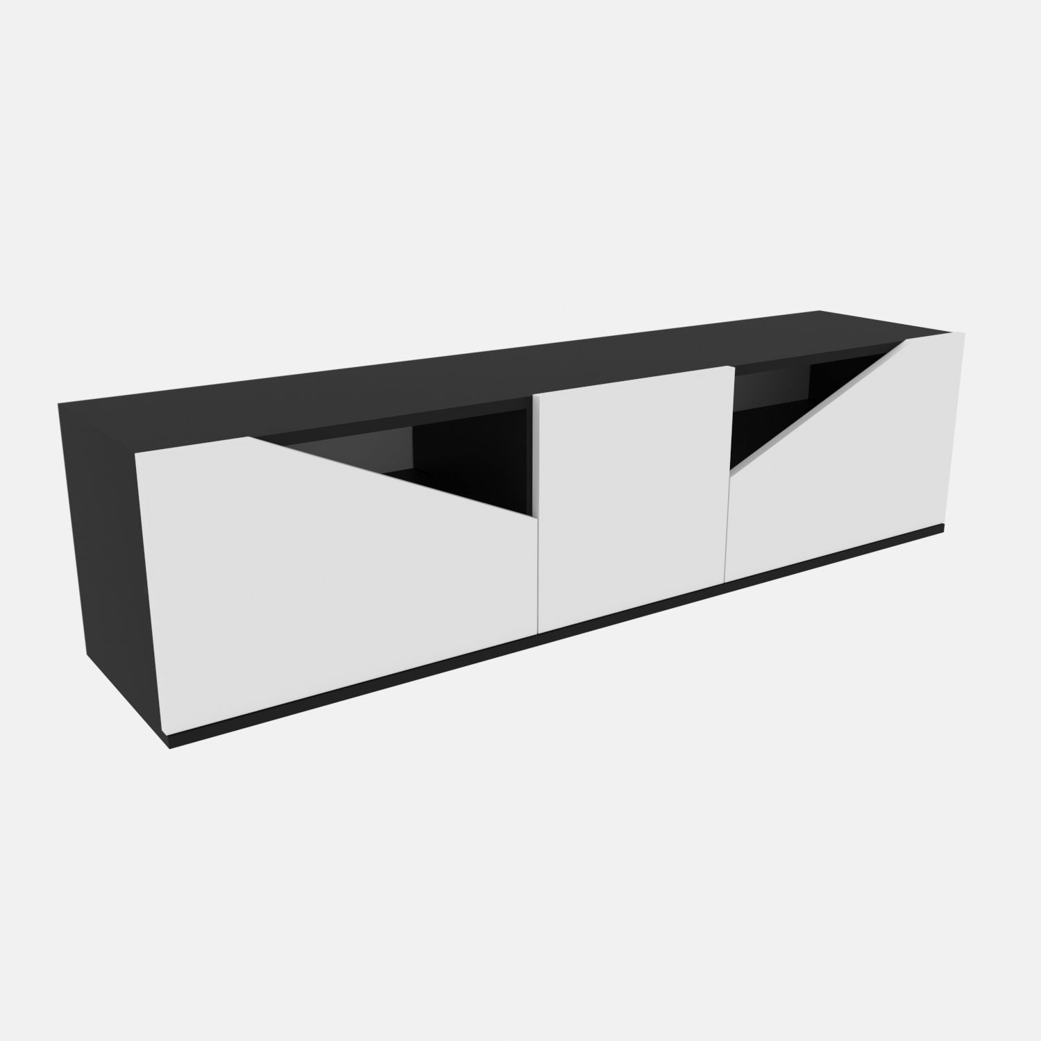 Móvel de TV escandinavo, antracite e branco, 160 cm x 35,3 cm x 40 cm | Painel de partículas 100% revestido de melamina, 18 mm de espessura | Design elegante e funcional para salas de estar modernas