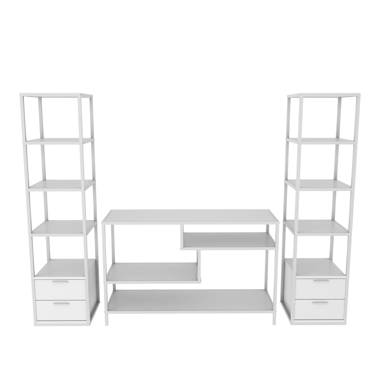 Móvel de TV Escandinavo, Branco, 198 x 39 x 160 cm | Painel de partículas 100% revestido em melamina, 18 mm de espessura | Elegante e funcional para salas de estar modernas