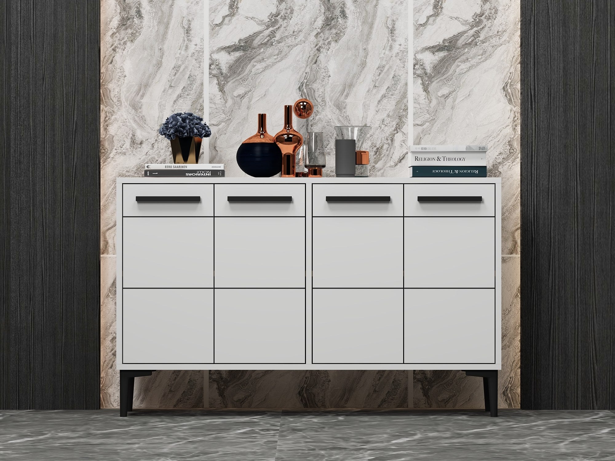 Aparador para TV – 120cm x 30cm x 75cm – Branco – Madeira de painel de partículas