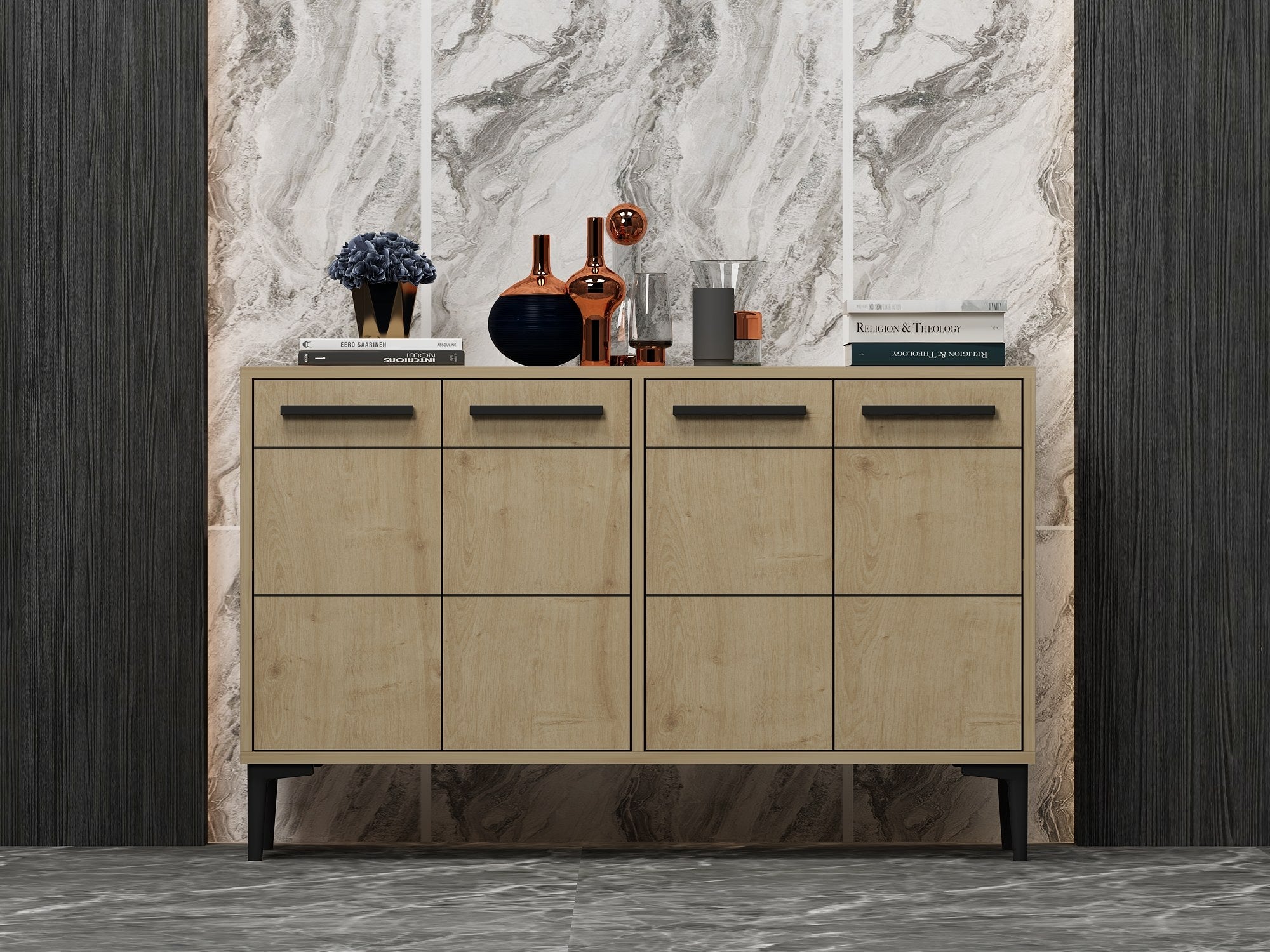 Aparador em MDF – 120cm x 30cm x 75cm – Carvalho Safira