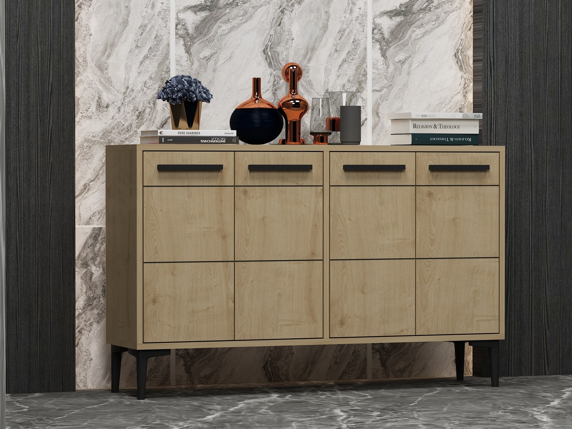 Aparador em MDF – 120cm x 30cm x 75cm – Carvalho Safira
