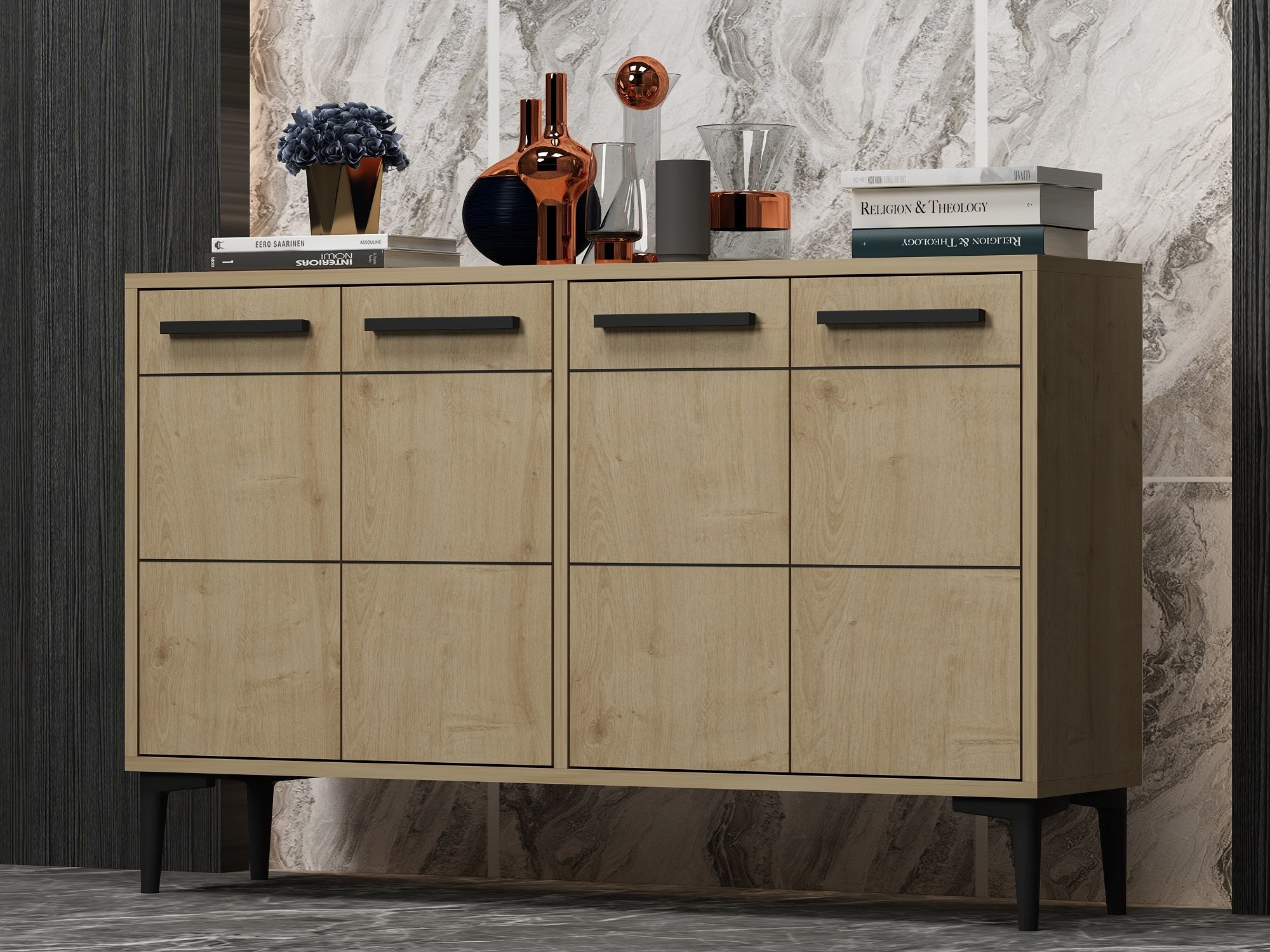 Aparador em MDF – 120cm x 30cm x 75cm – Carvalho Safira