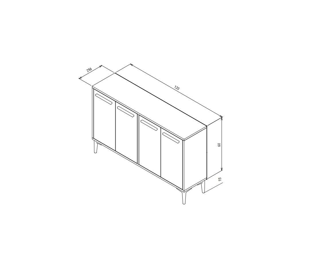 Aparador em MDF – 120cm x 30cm x 75cm – Carvalho Safira