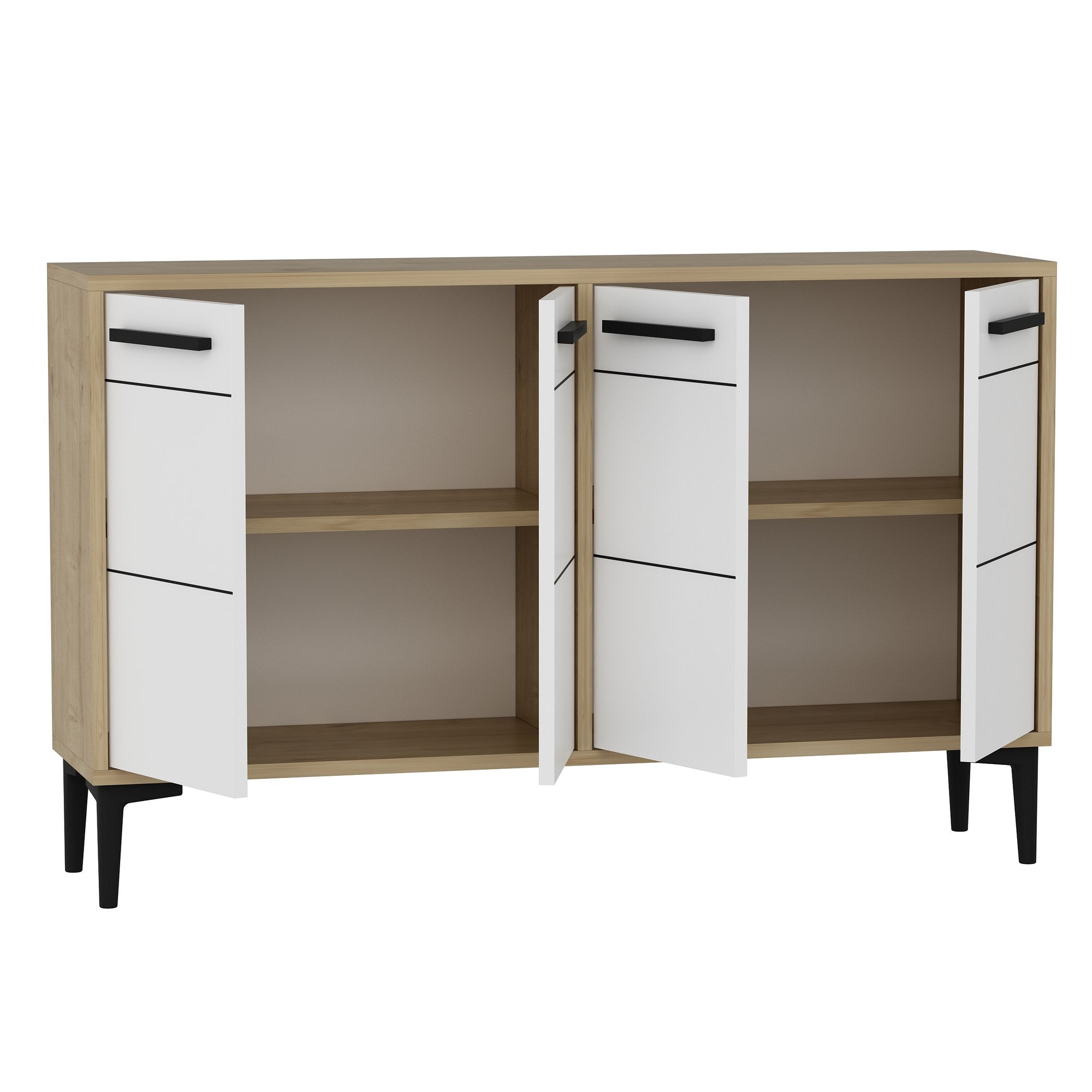 Aparador – 120 cm x 30 cm x 75 cm – Carvalho Safira e Branco – MDF