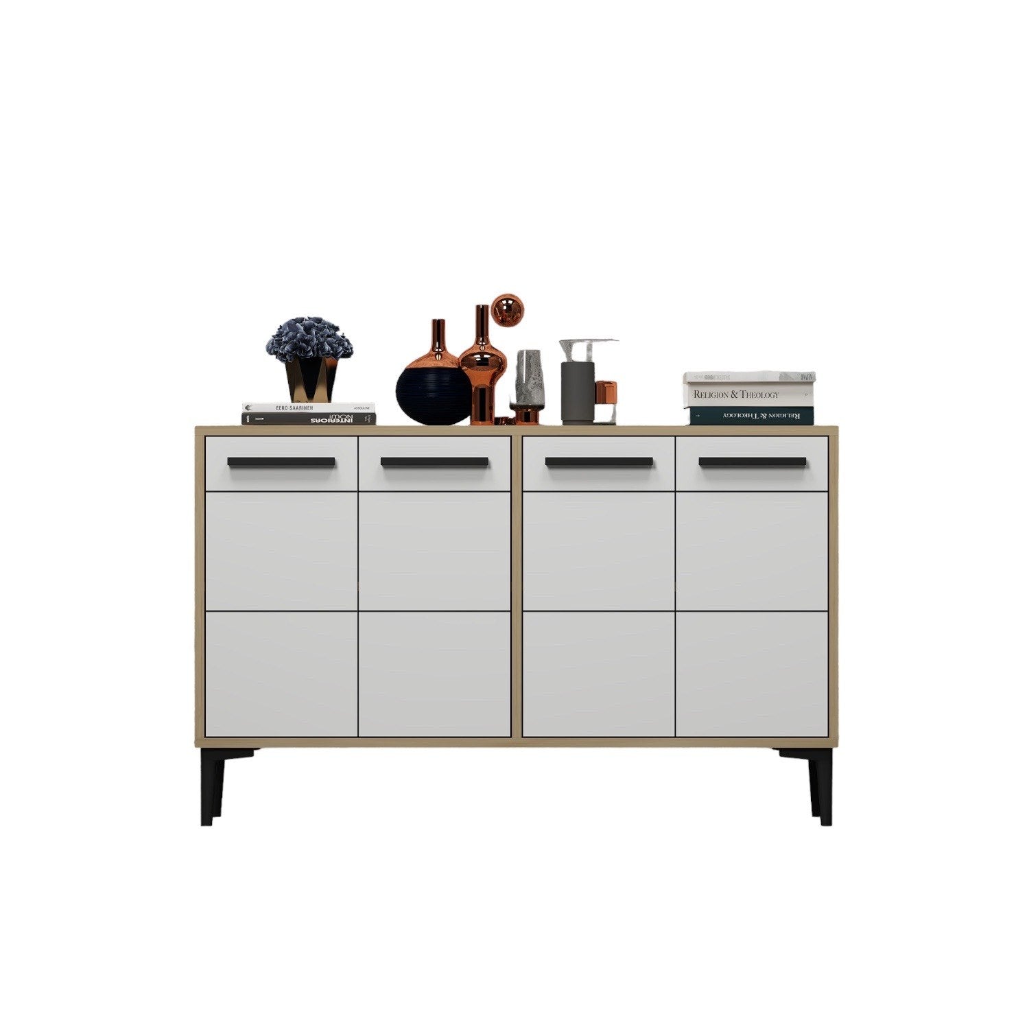 Aparador – 120 cm x 30 cm x 75 cm – Carvalho Safira e Branco – MDF