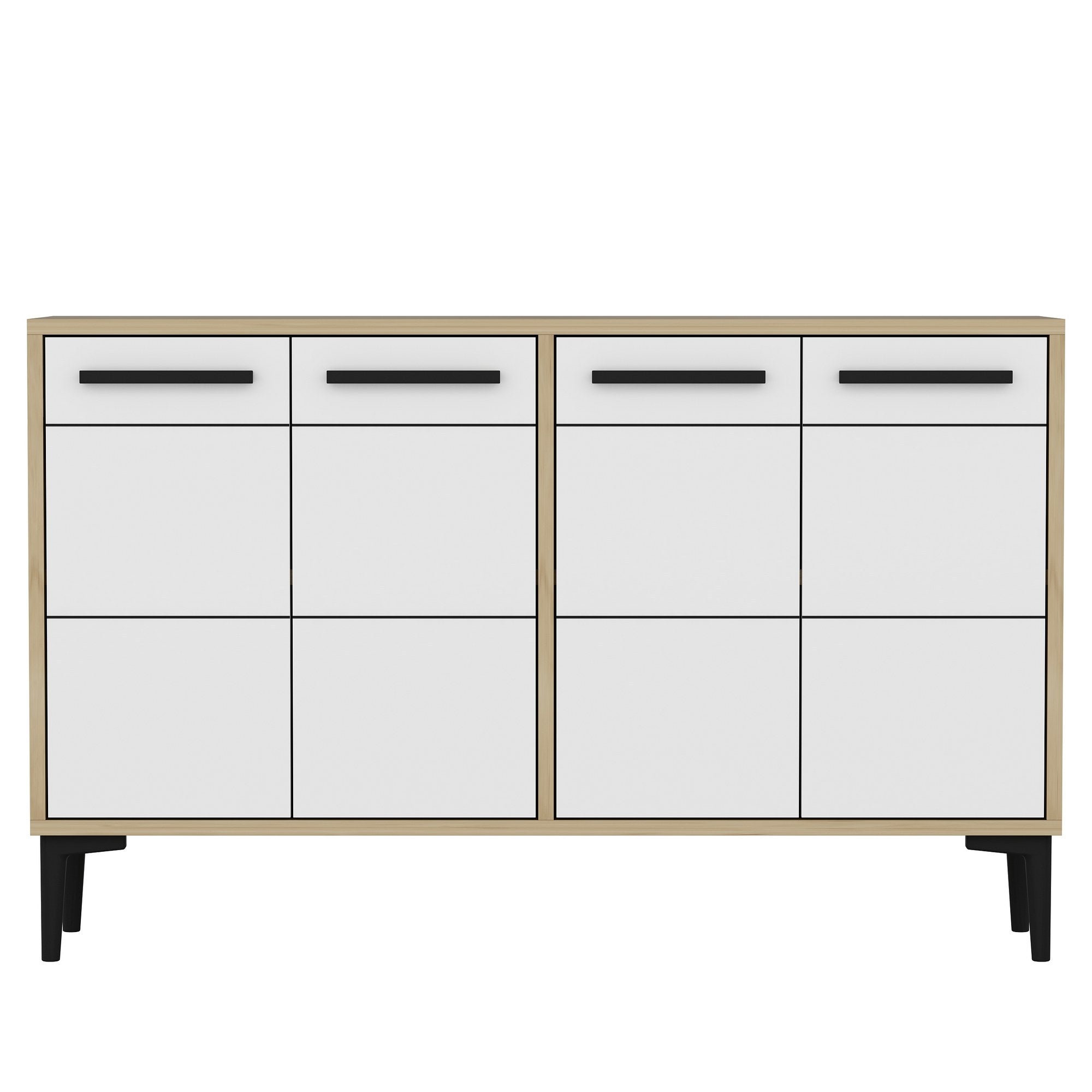 Aparador – 120 cm x 30 cm x 75 cm – Carvalho Safira e Branco – MDF