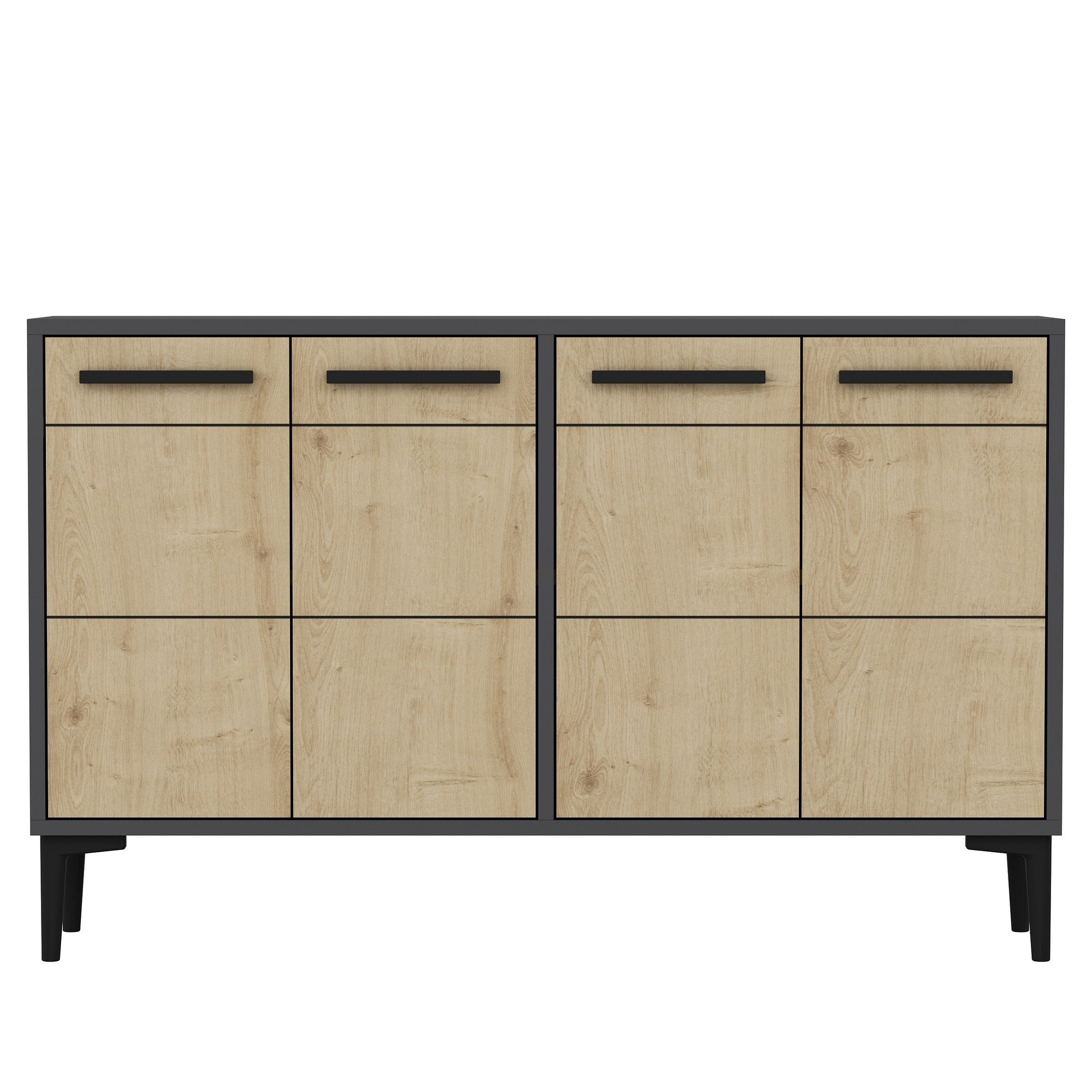 Aparador – 120 cm x 30 cm x 75 cm – Antracite e Carvalho Safira – MDF