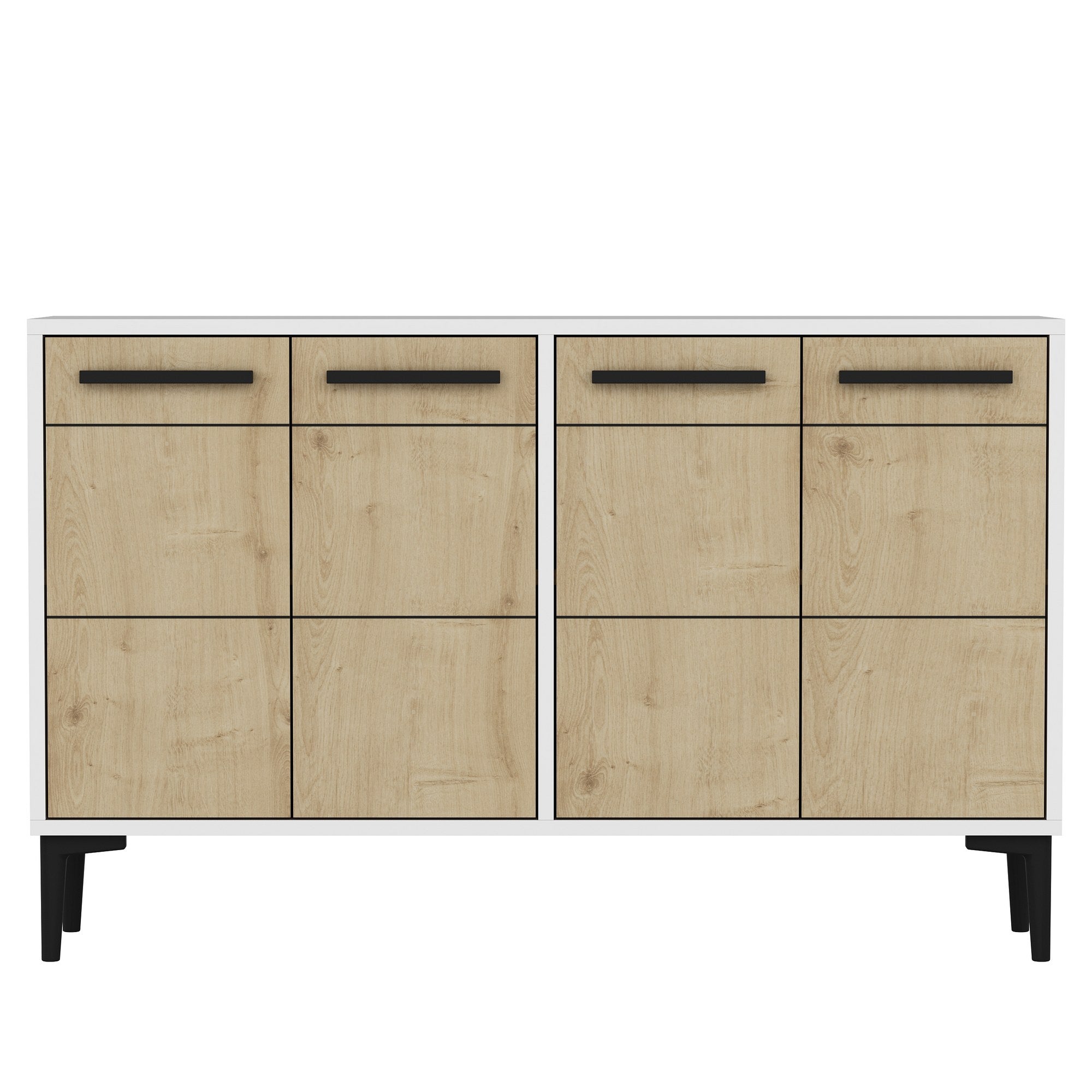 Aparador – 120cm x 30cm x 75cm – Branco e Carvalho Safira – MDF