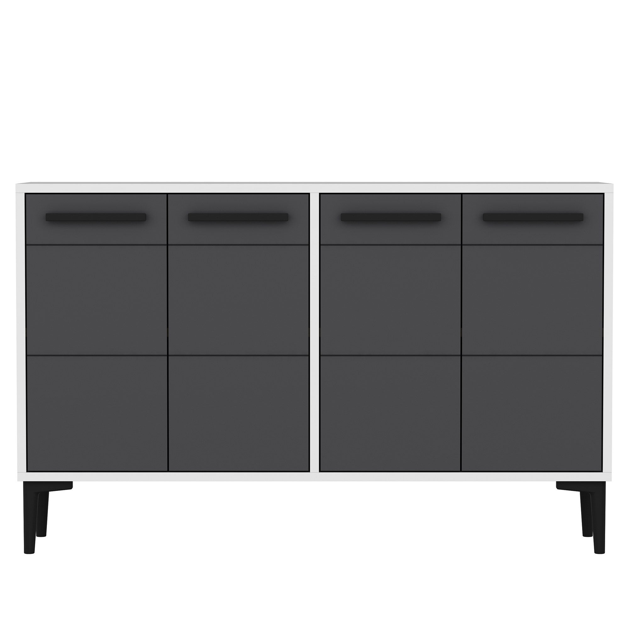 Aparador – 120cm x 30cm x 75cm – Branco e Antracite – MDF