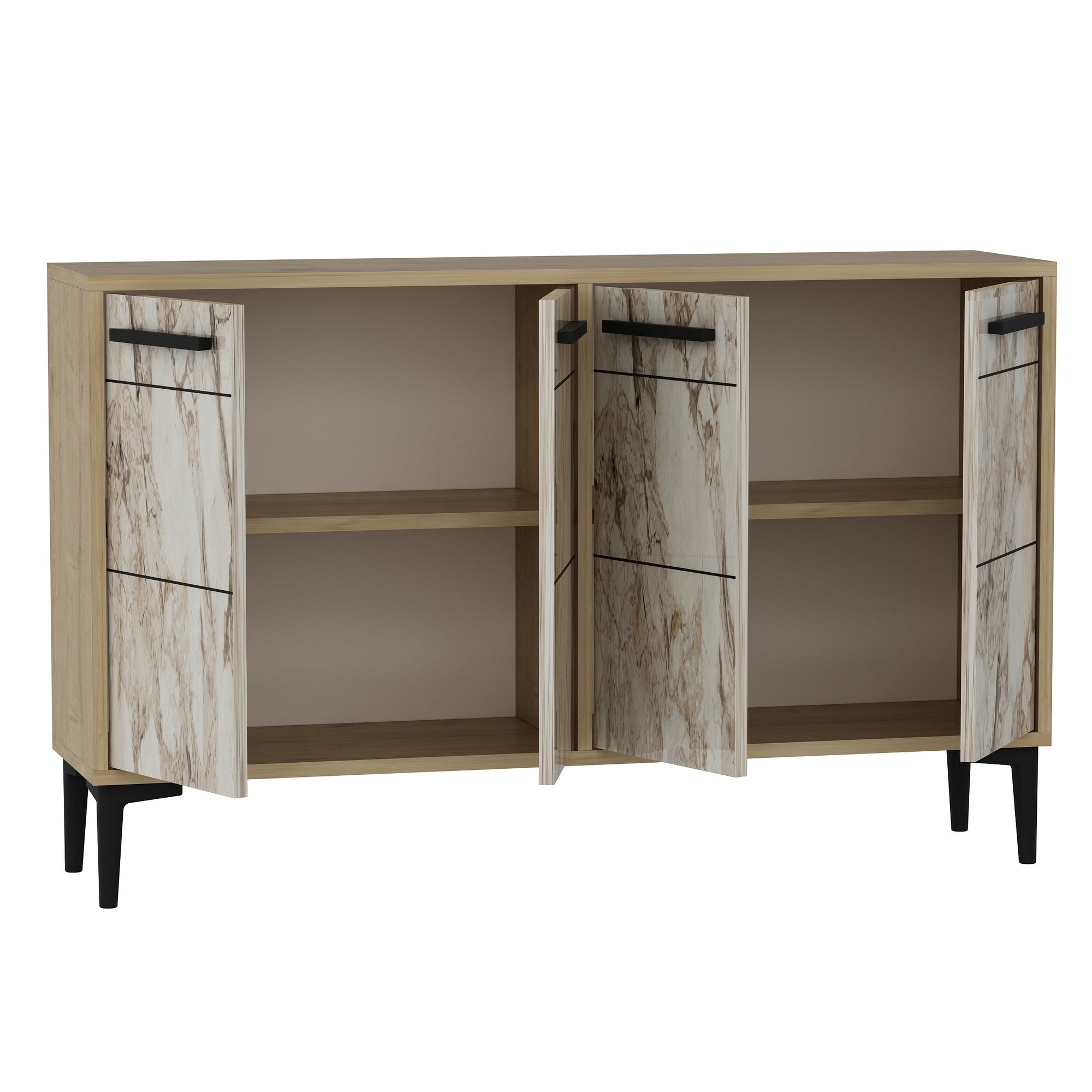 Aparador – 120 cm x 30 cm x 75 cm – Carvalho Safira e Mármore – MDF