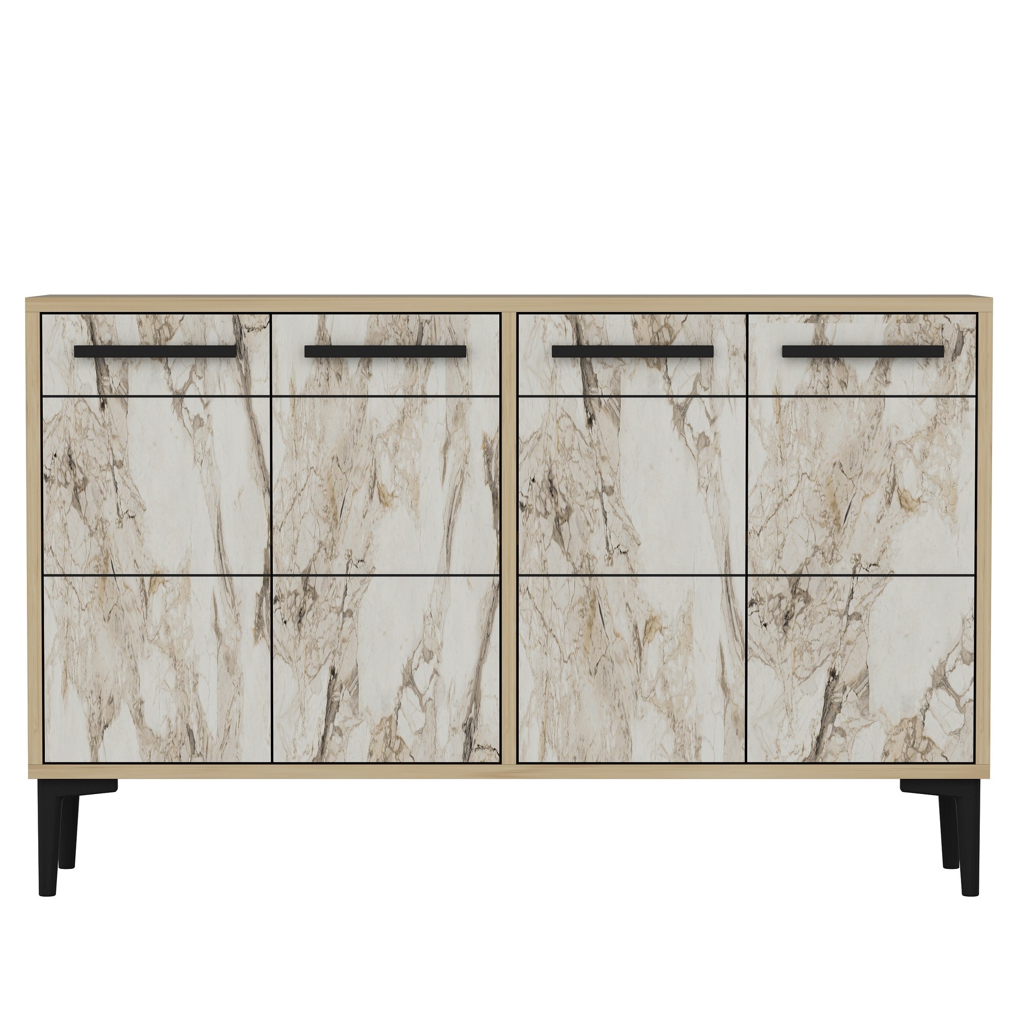 Aparador – 120 cm x 30 cm x 75 cm – Carvalho Safira e Mármore – MDF
