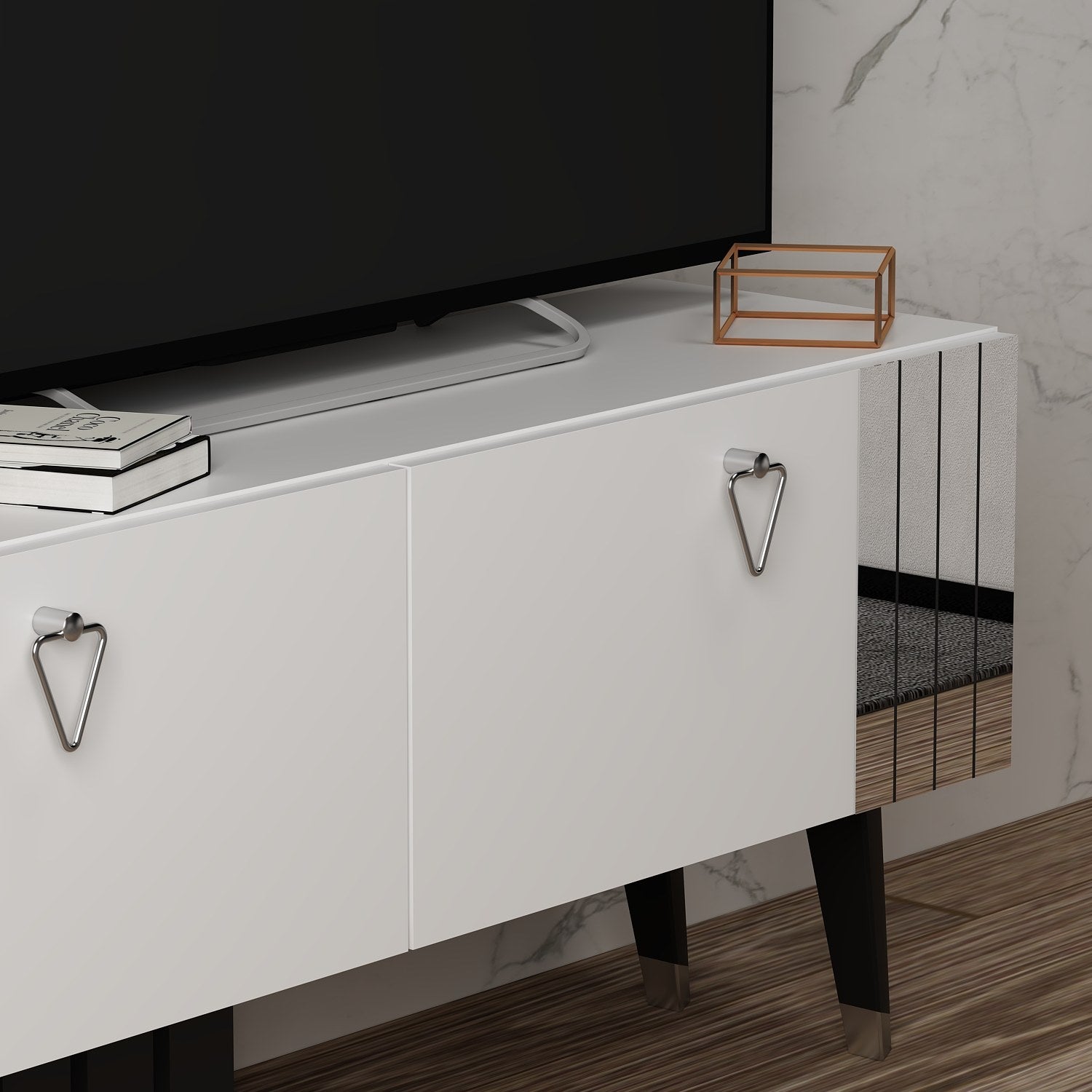 Móvel de TV – 120cm x 30cm x 50cm – Branco – MDF revestido com melamina